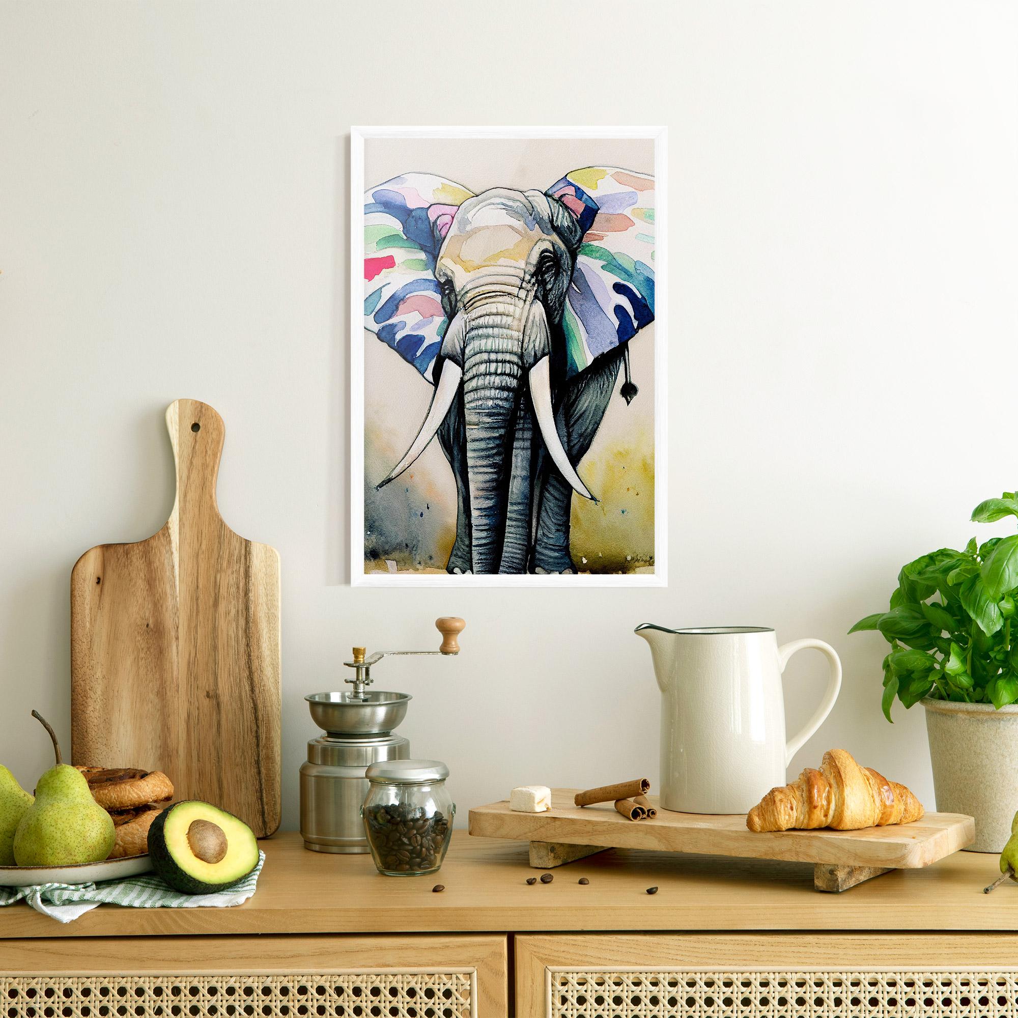 Keretezett Poszter Watercolor Elephant Art mockup 8