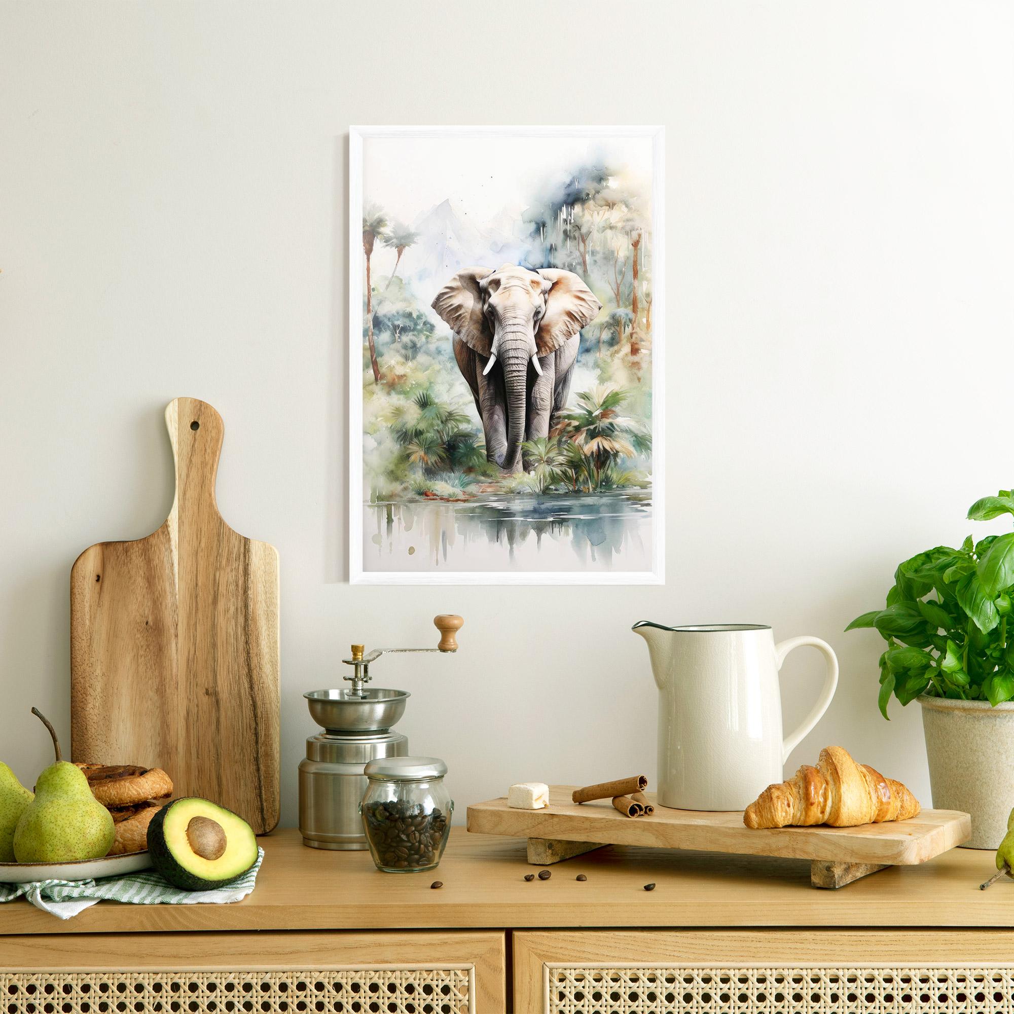 Keretezett Poszter Wild Watercolor Elephant mockup 8