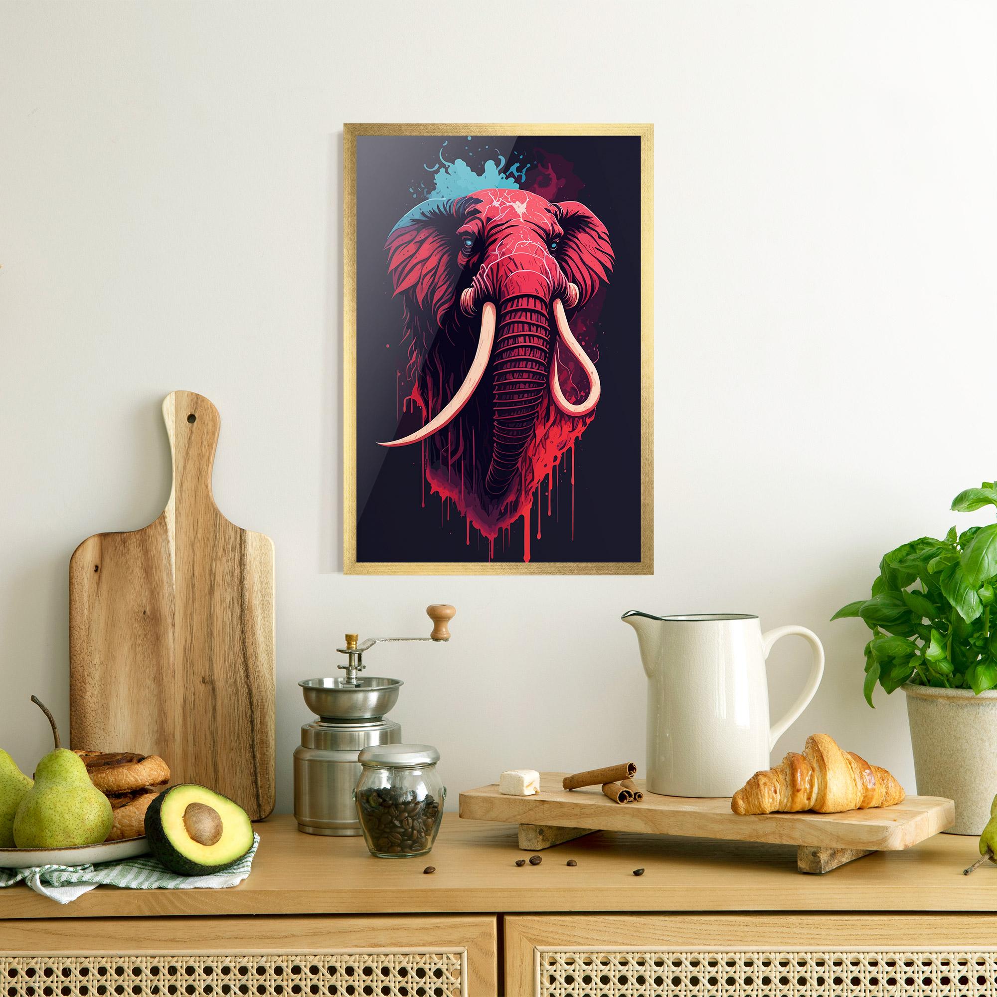 Keretezett Poszter Blue Red Elephant mockup 8