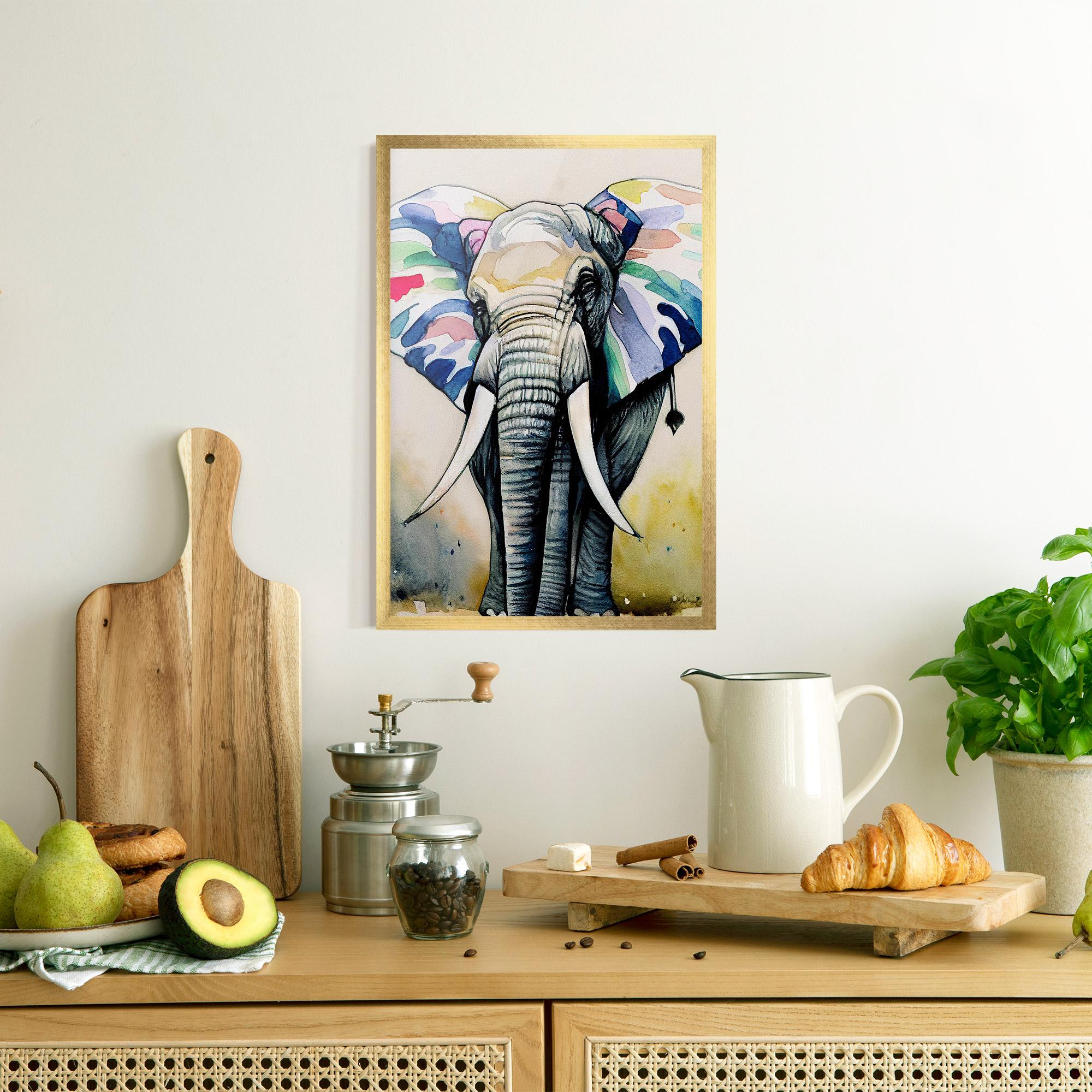Keretezett Poszter Watercolor Elephant Art mockup 8