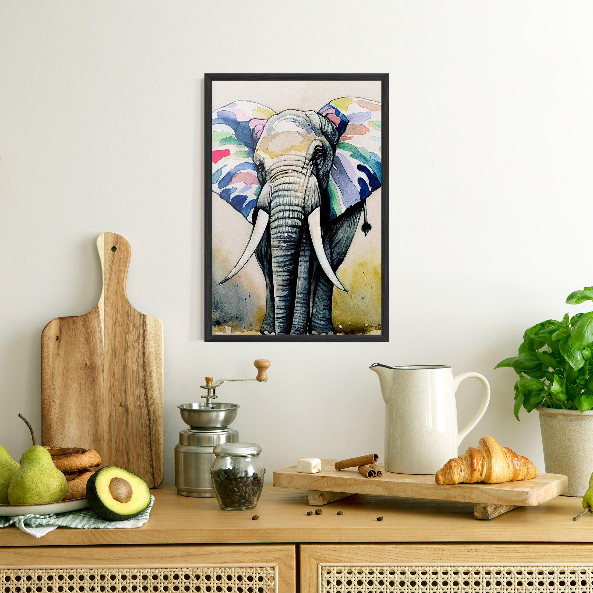 Keretezett Poszter Watercolor Elephant Art mockup 8