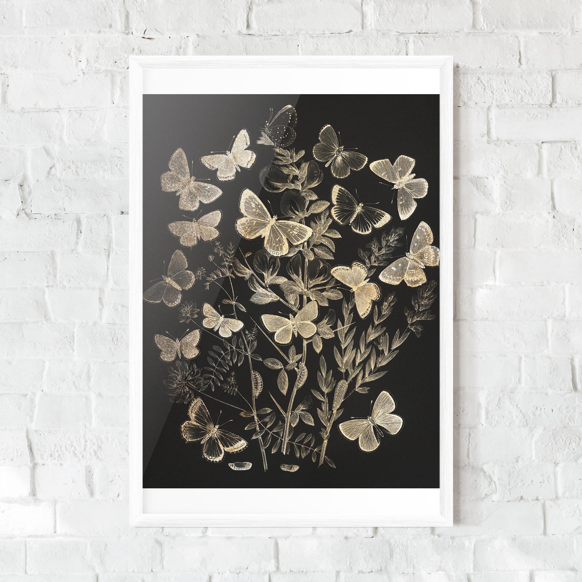 Keretezett Poszter Grey Butterflies mockup 0