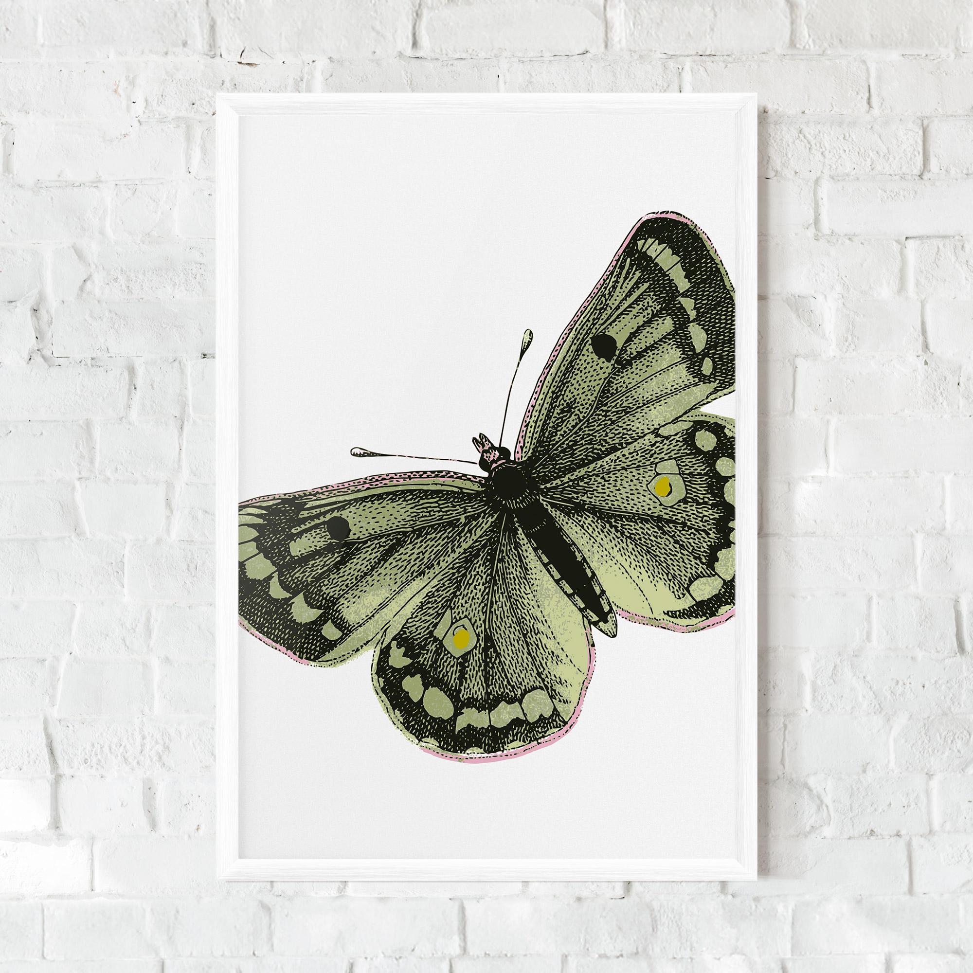 Keretezett Poszter Grey Yellow Butterfly mockup 0