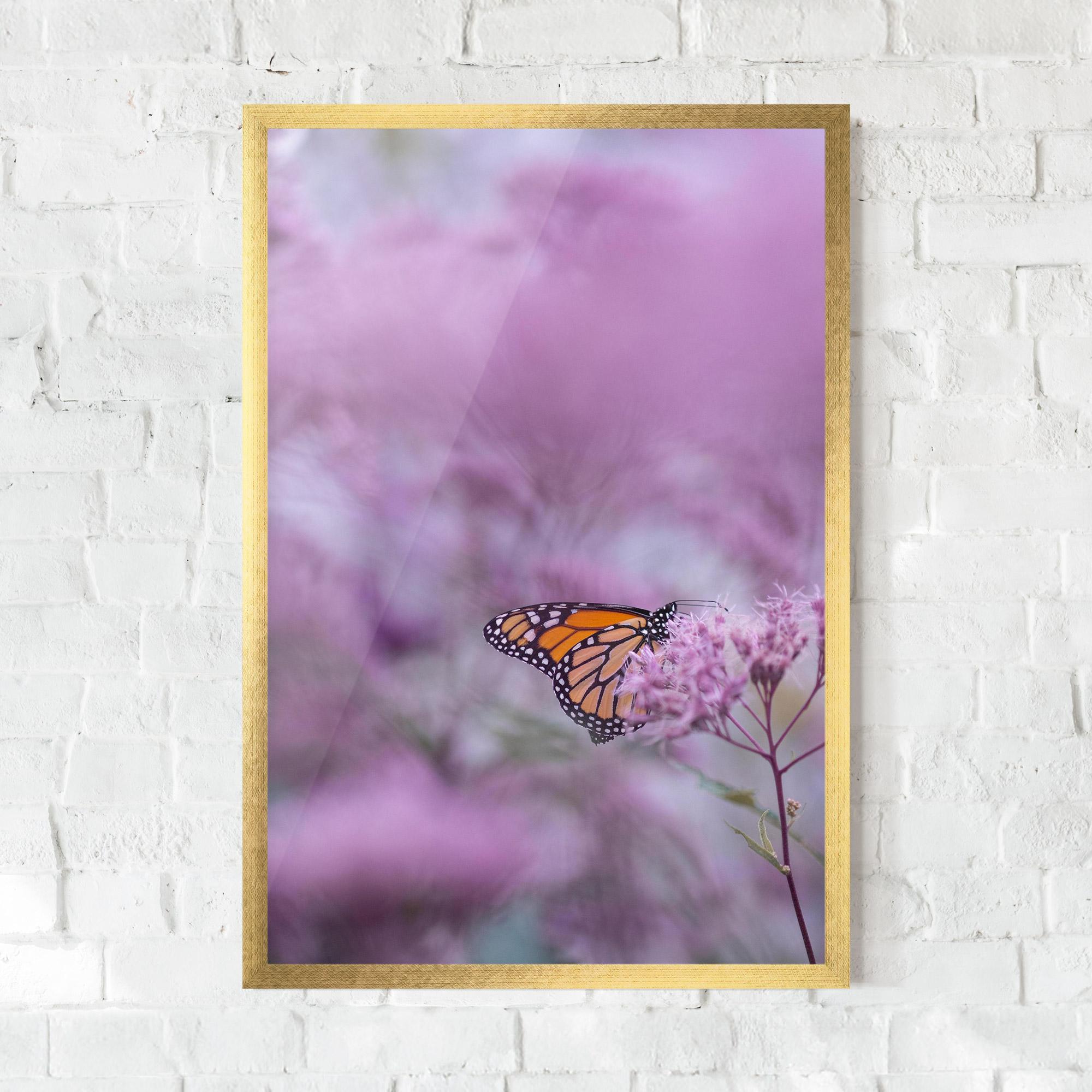Keretezett Poszter Purple Flower Butterfly mockup 0