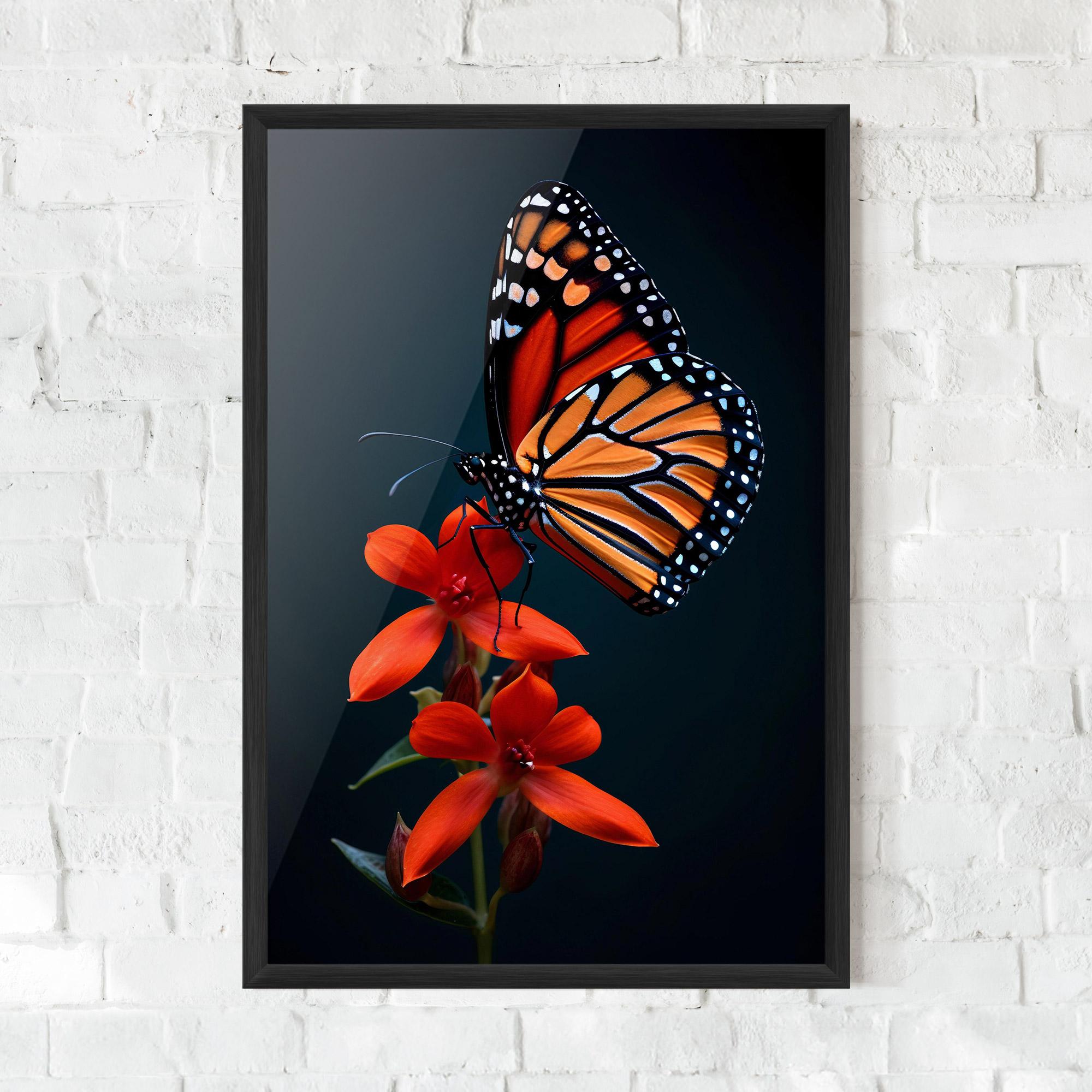 Keretezett Poszter Red Flower Butterfly mockup 0