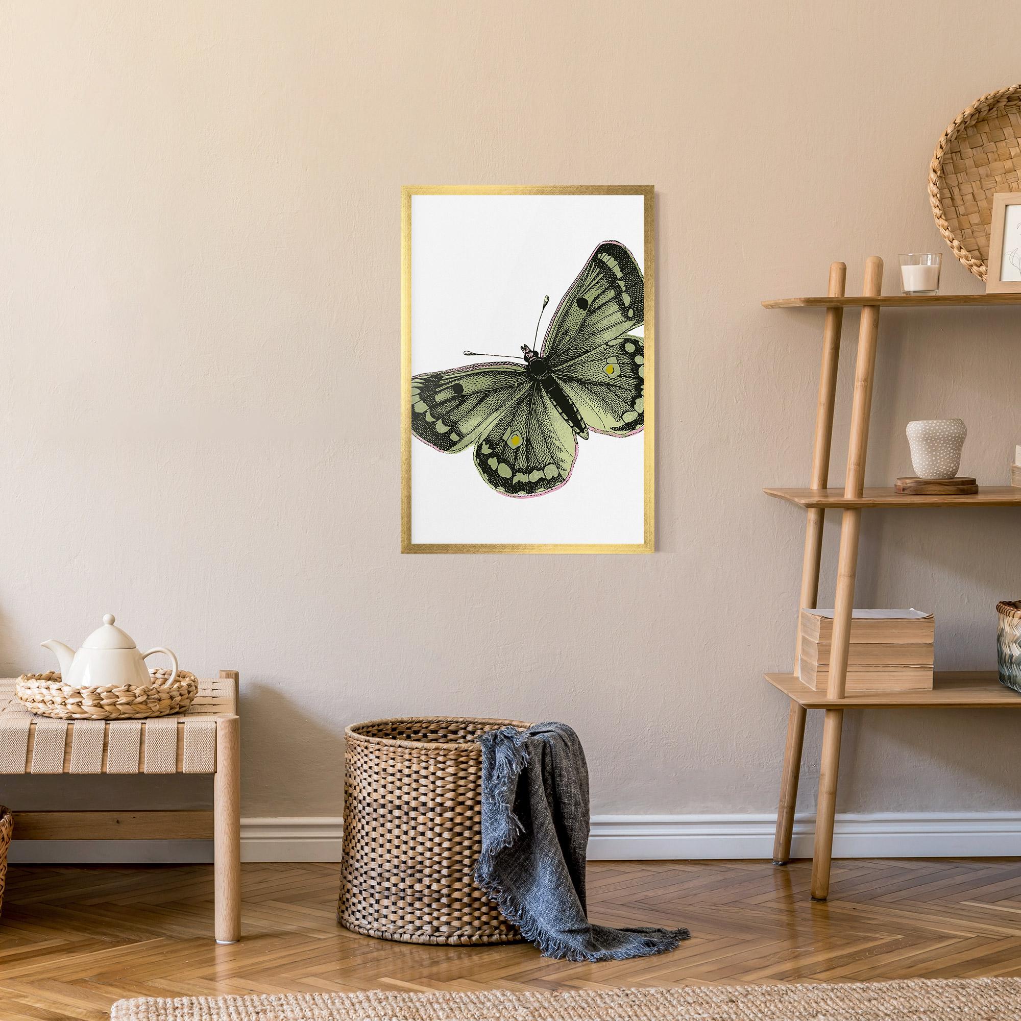 Keretezett Poszter Grey Yellow Butterfly mockup 9