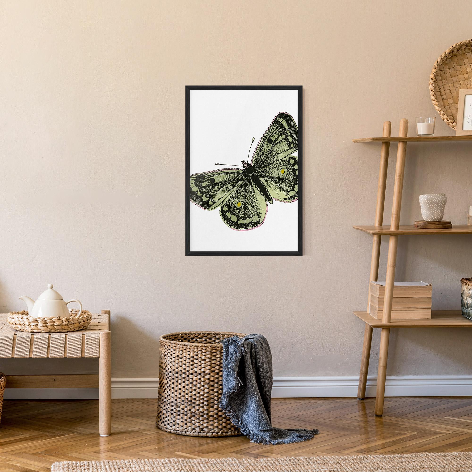Keretezett Poszter Grey Yellow Butterfly mockup 9