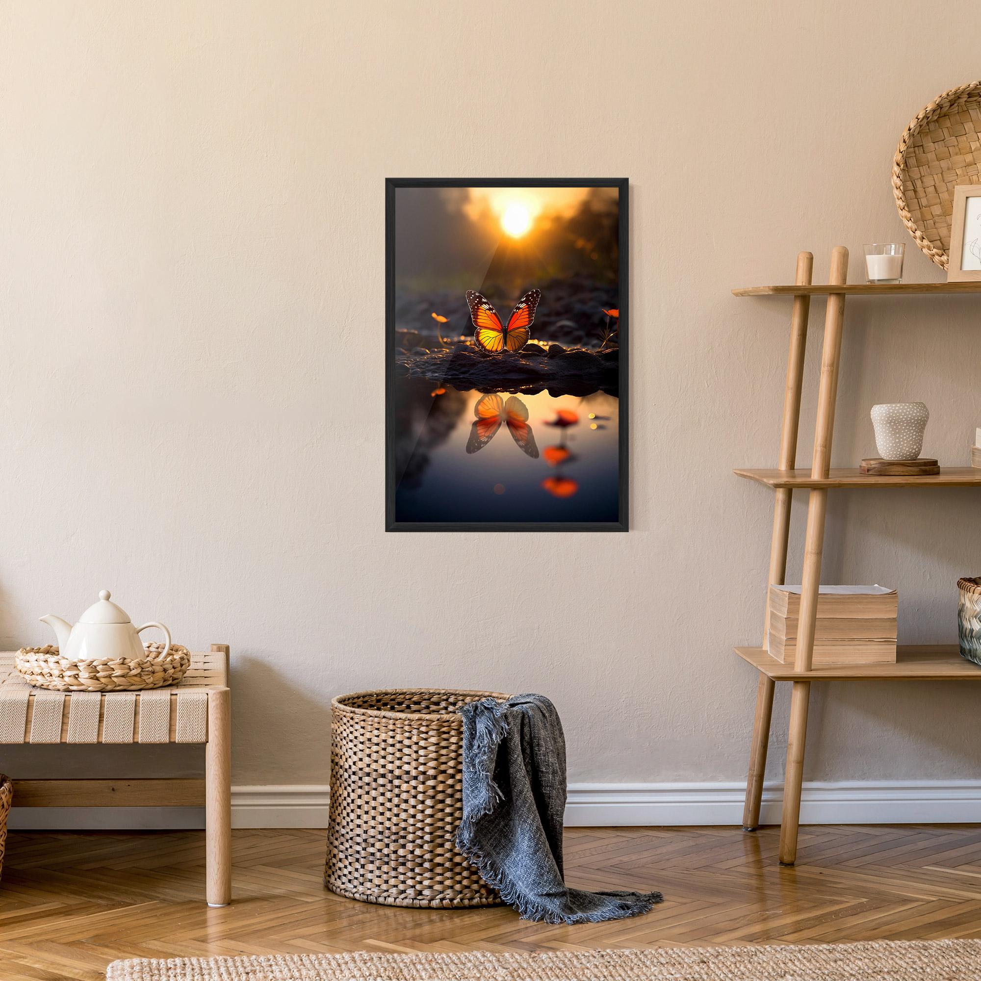 Keretezett Poszter Sun Water Butterfly mockup 9