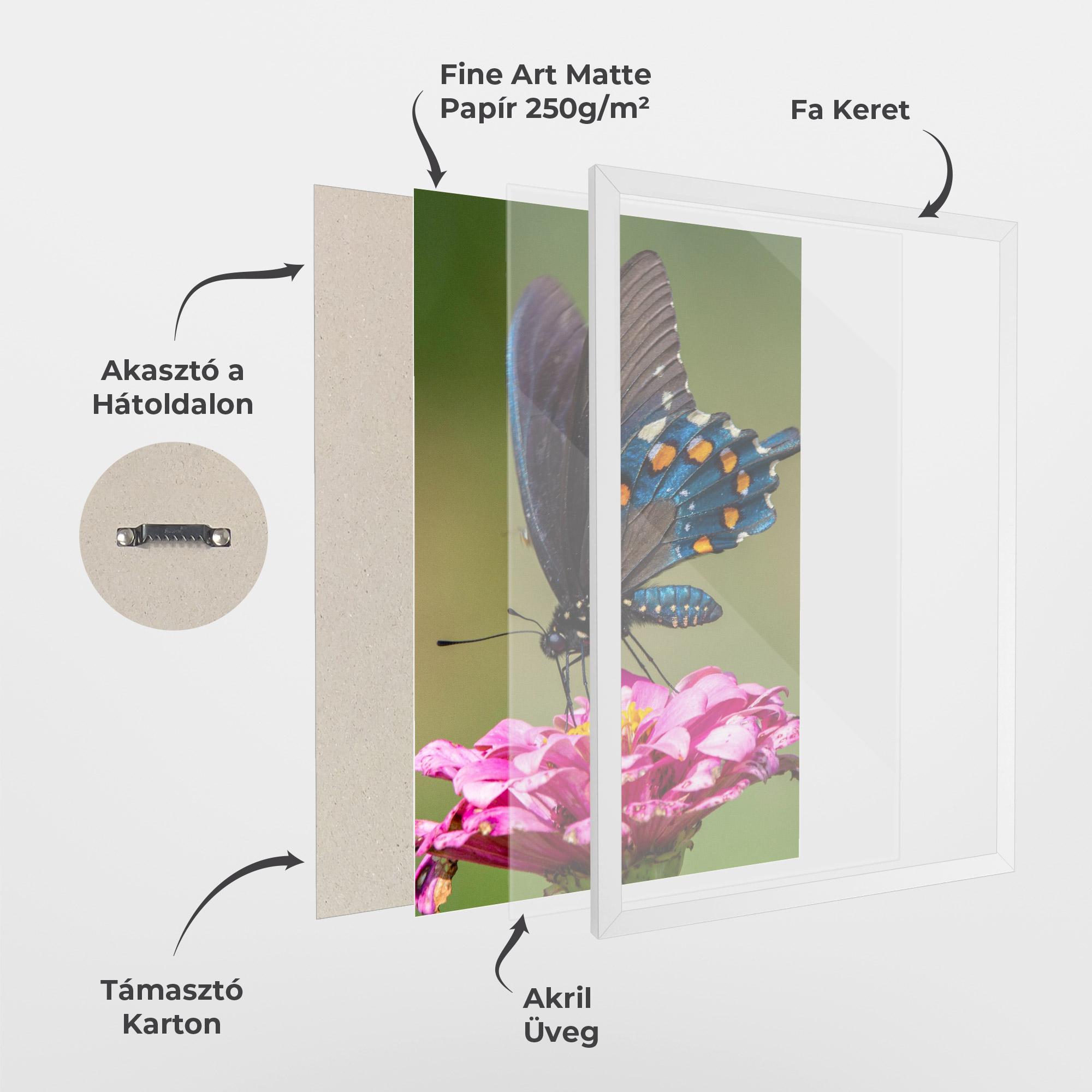 Keretezett Poszter Blue Grey Butterfly mockup 1