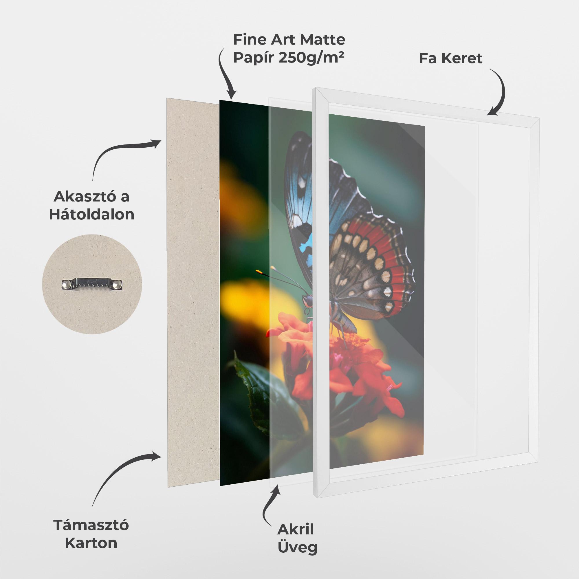 Keretezett Poszter Blue Red Butterfly mockup 1