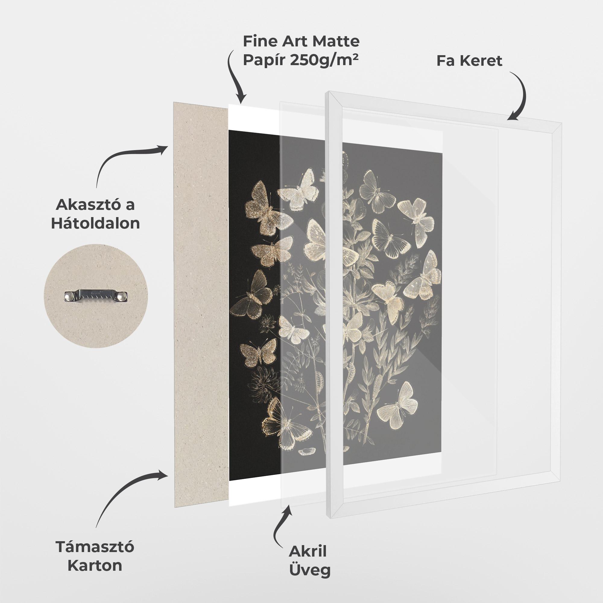 Keretezett Poszter Grey Butterflies mockup 1