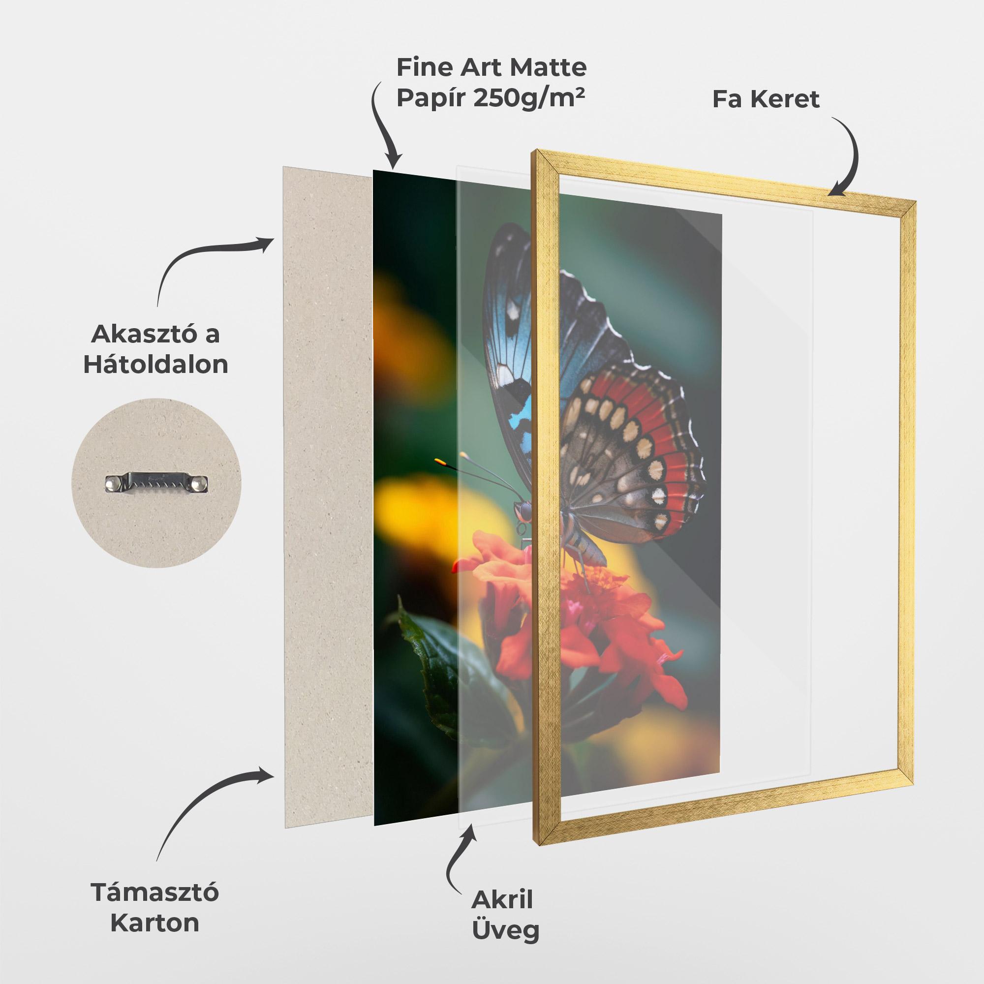 Keretezett Poszter Blue Red Butterfly mockup 1