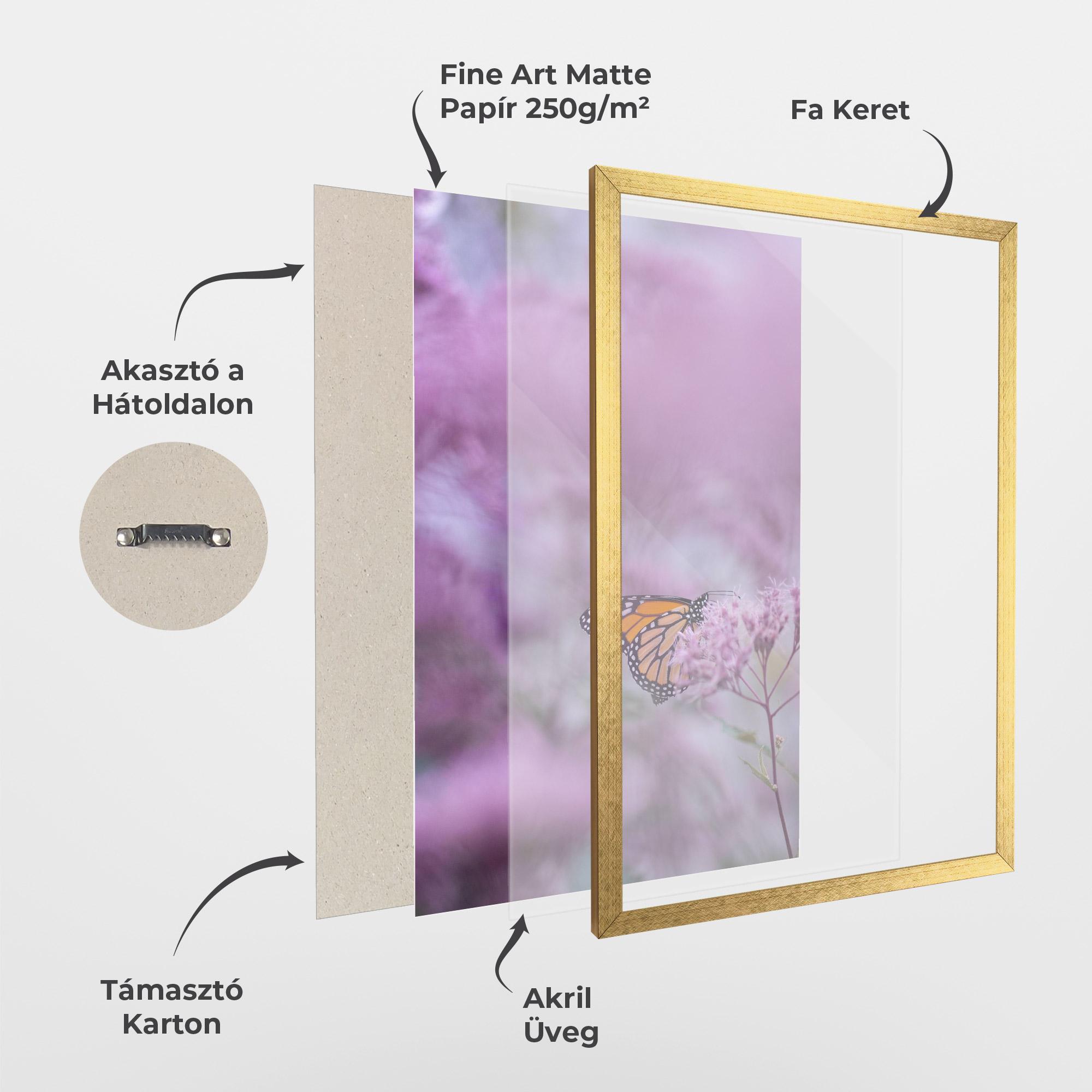 Keretezett Poszter Purple Flower Butterfly mockup 1
