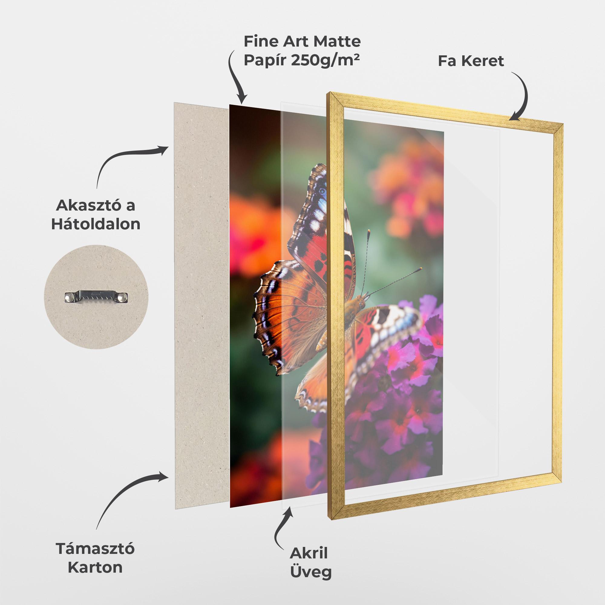 Keretezett Poszter Red Blue Butterfly mockup 1