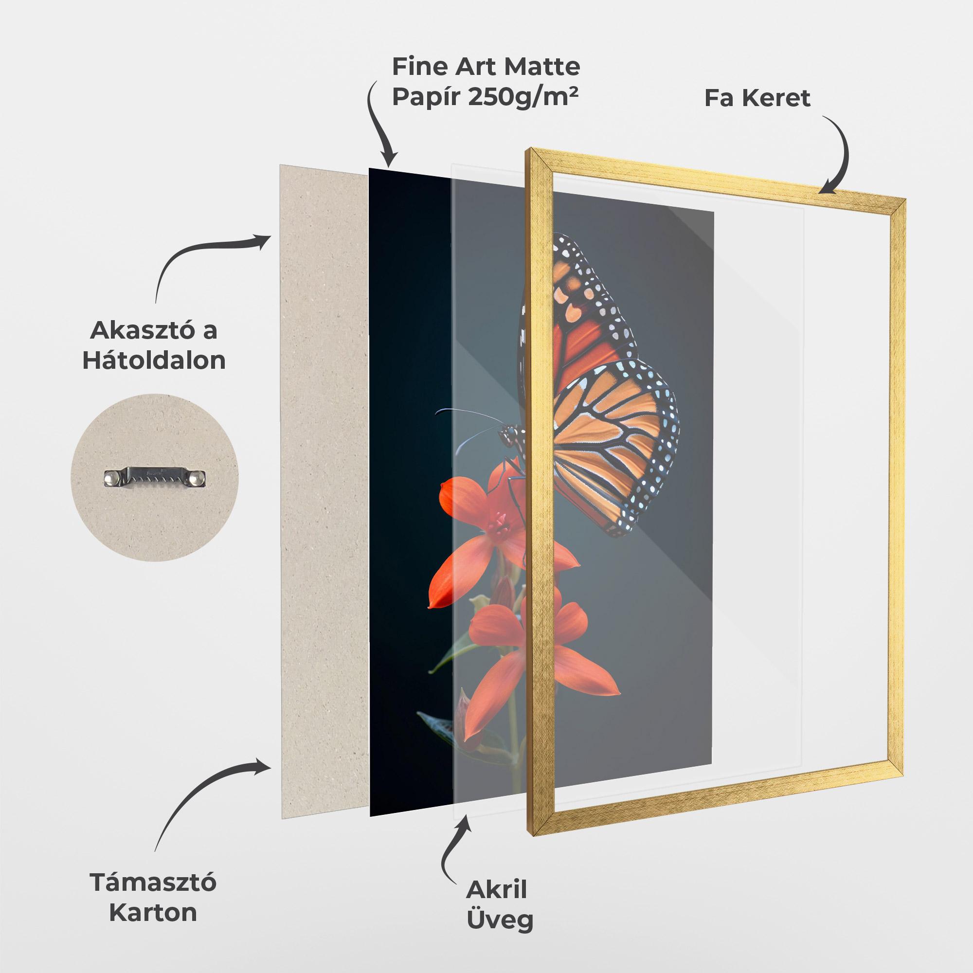 Keretezett Poszter Red Flower Butterfly mockup 1