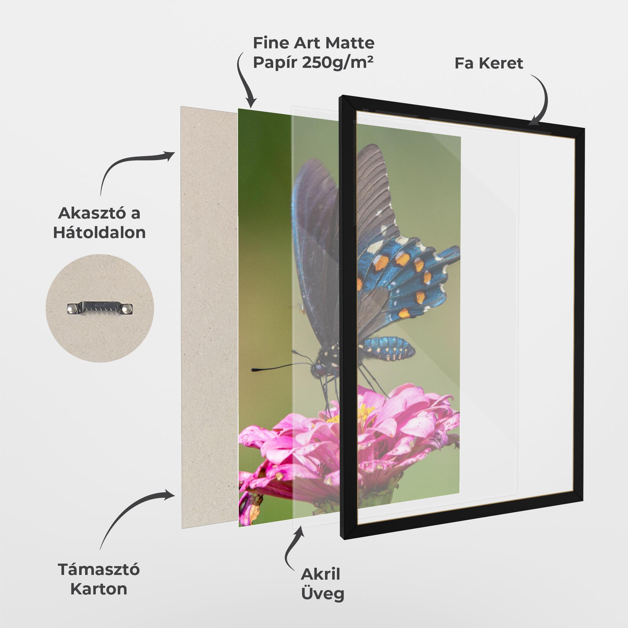 Keretezett Poszter Blue Grey Butterfly mockup 1