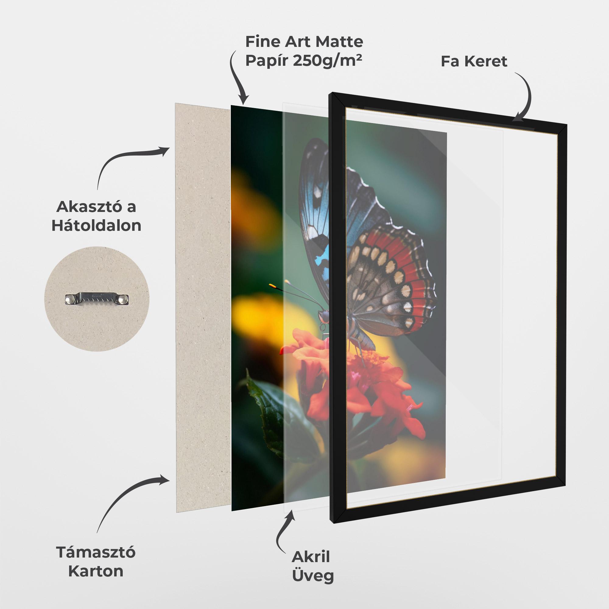 Keretezett Poszter Blue Red Butterfly mockup 1