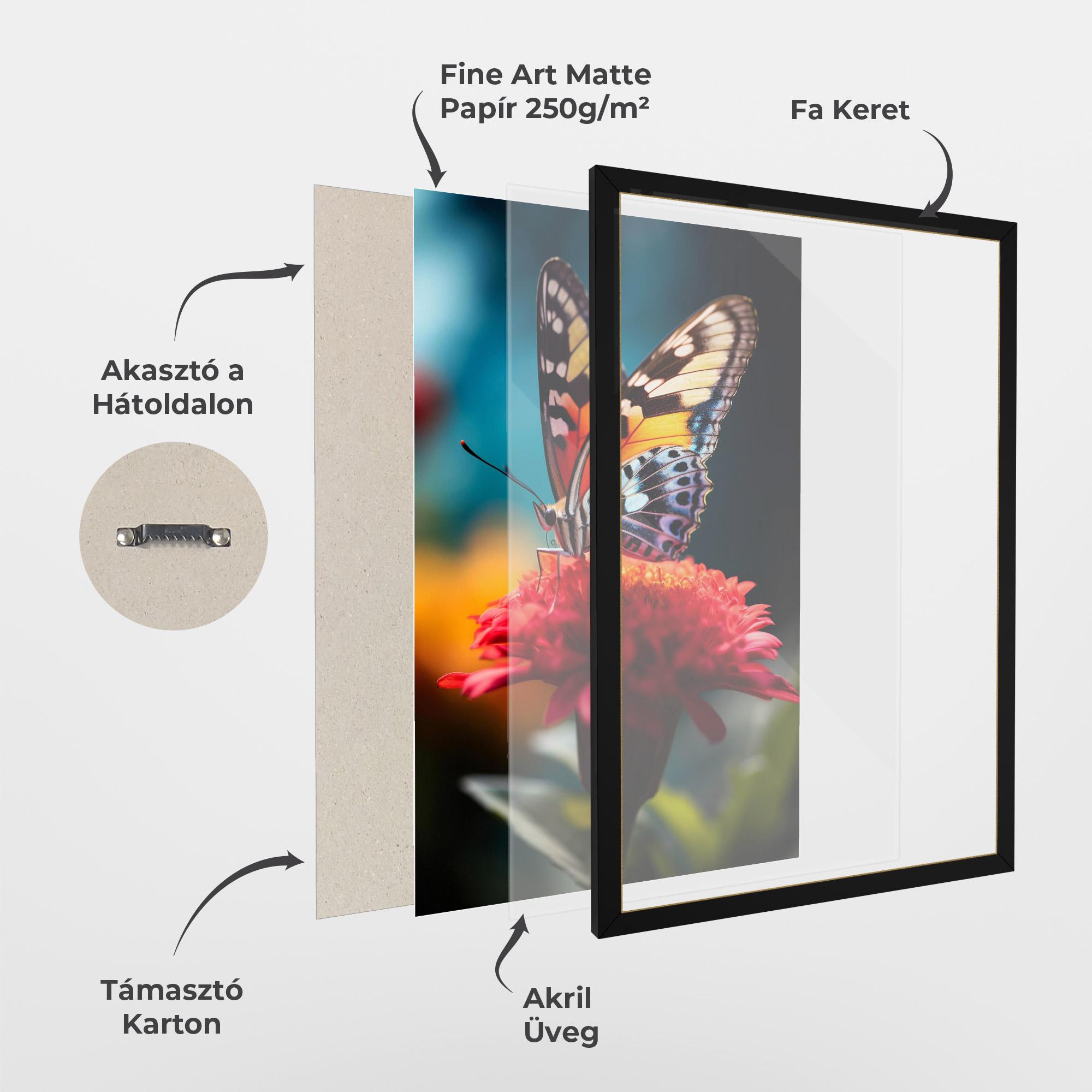 Keretezett Poszter Blue Yellow Butterfly mockup 1