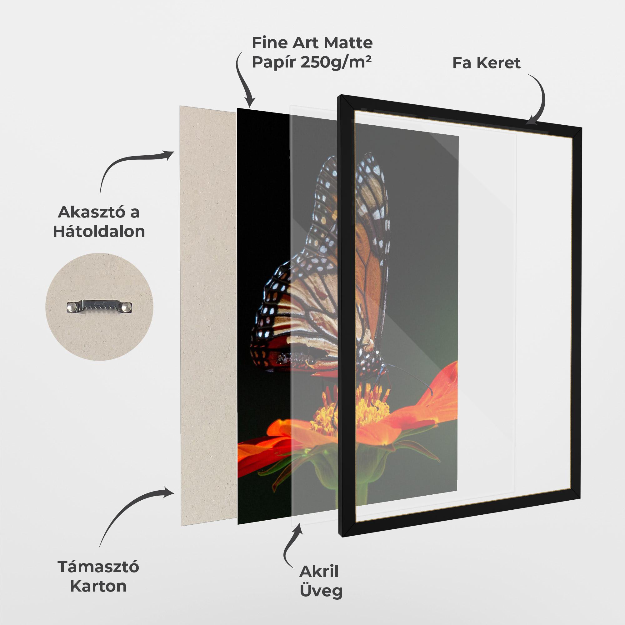 Keretezett Poszter Dark Orange Butterfy mockup 1