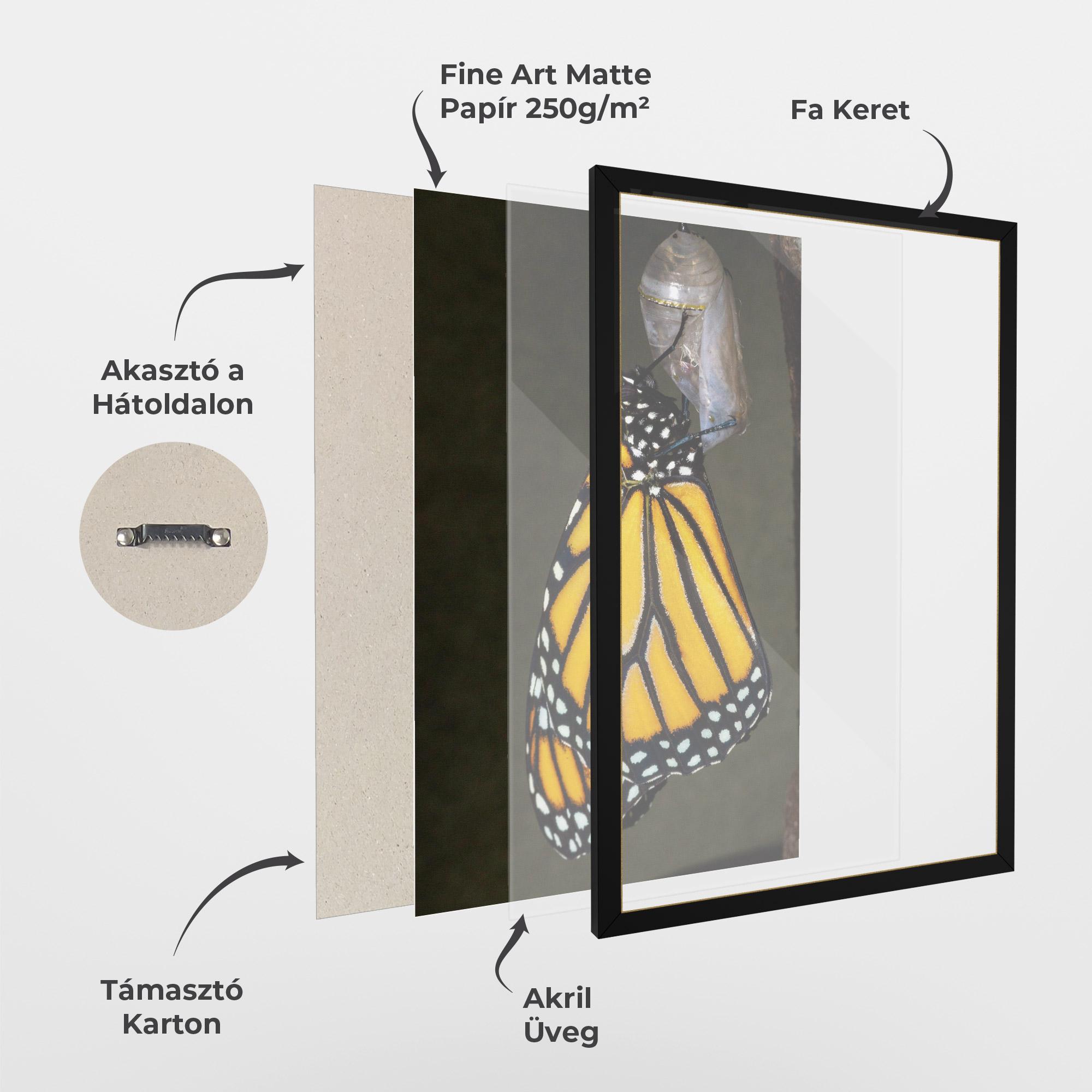 Keretezett Poszter Dark Yellow Butterfly mockup 1