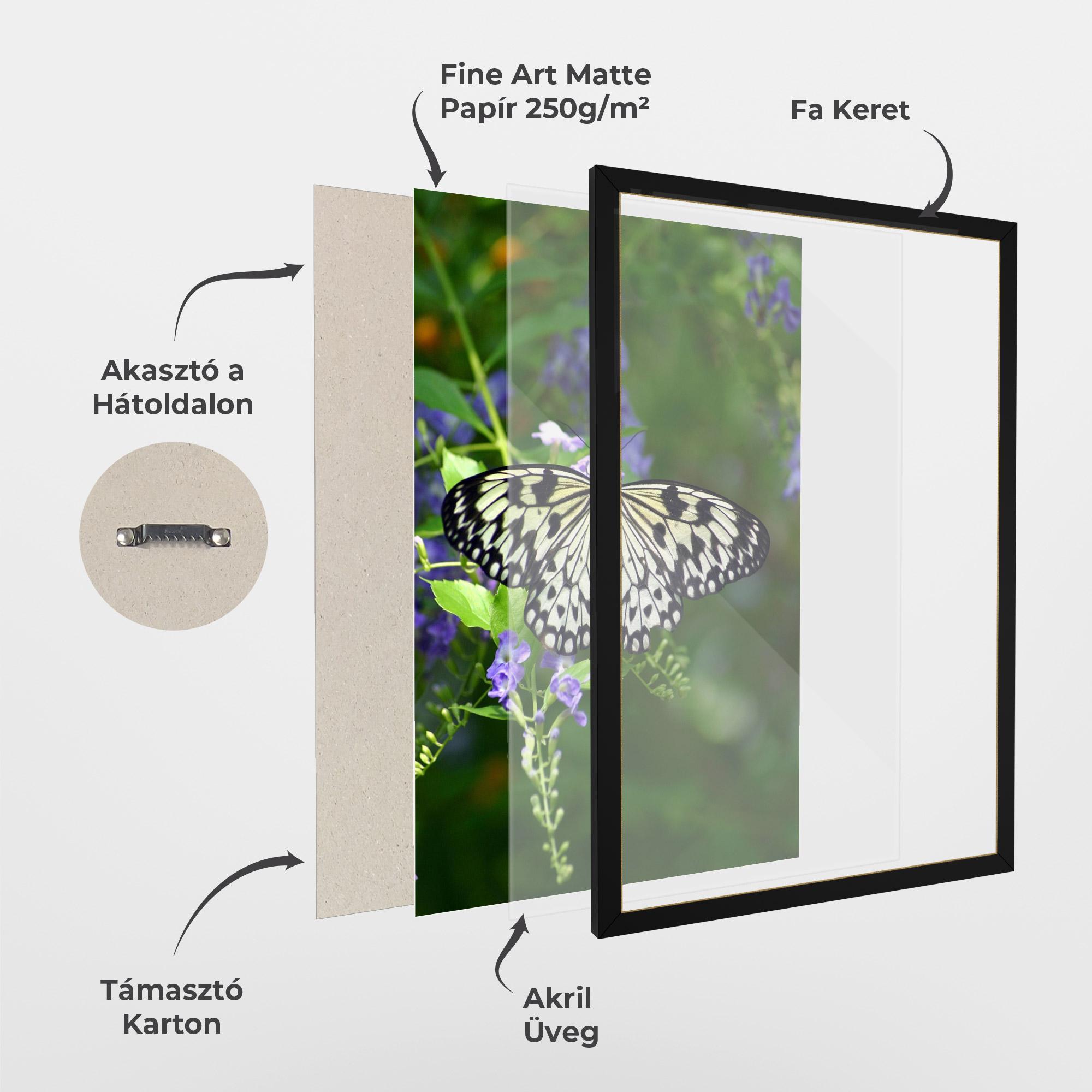 Keretezett Poszter Pretty White Butterfly mockup 1