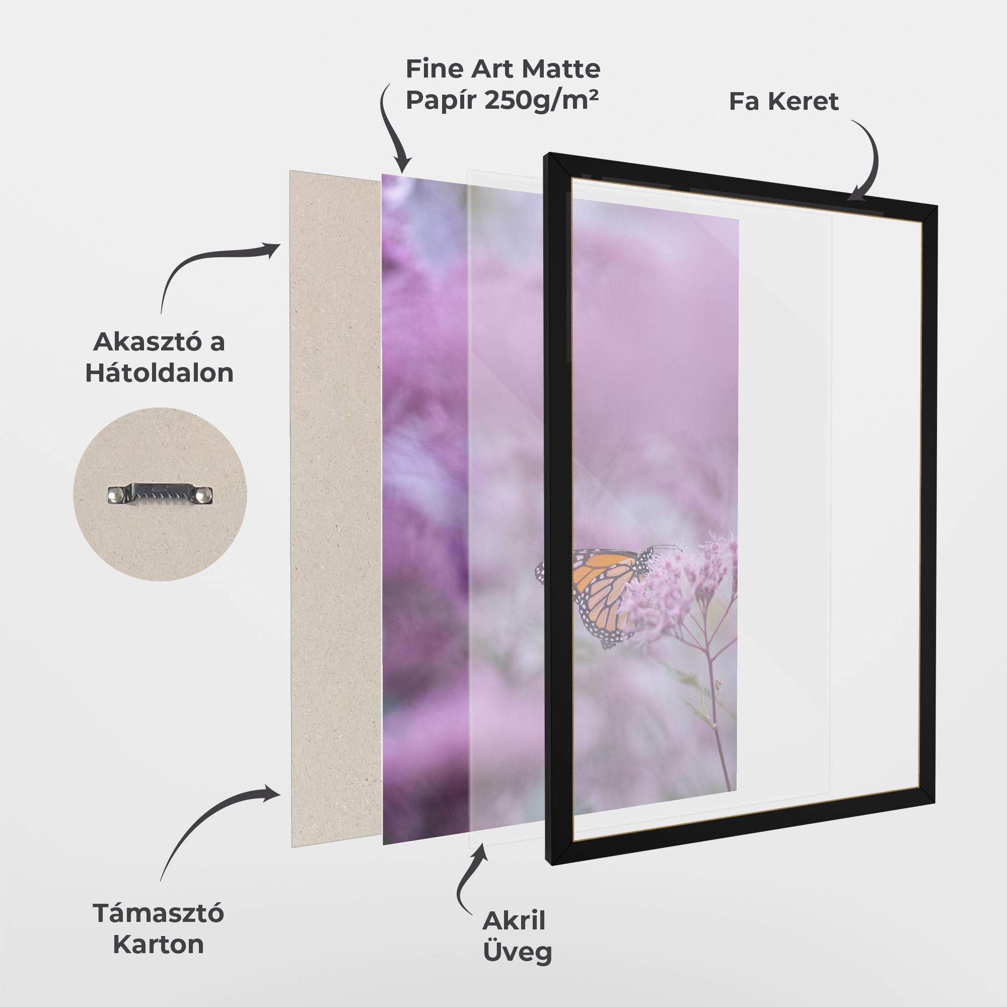 Keretezett Poszter Purple Flower Butterfly mockup 1