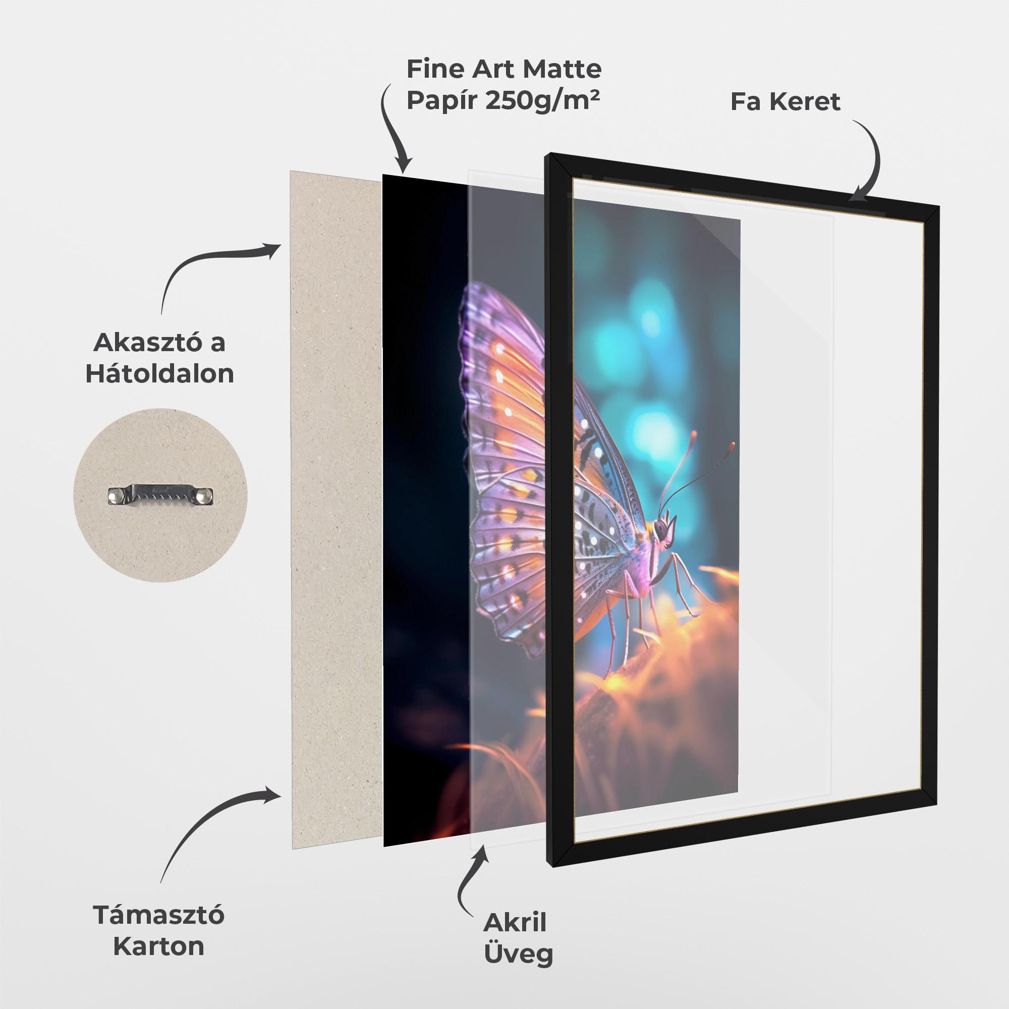 Keretezett Poszter Purple Orange Butterfly mockup 1