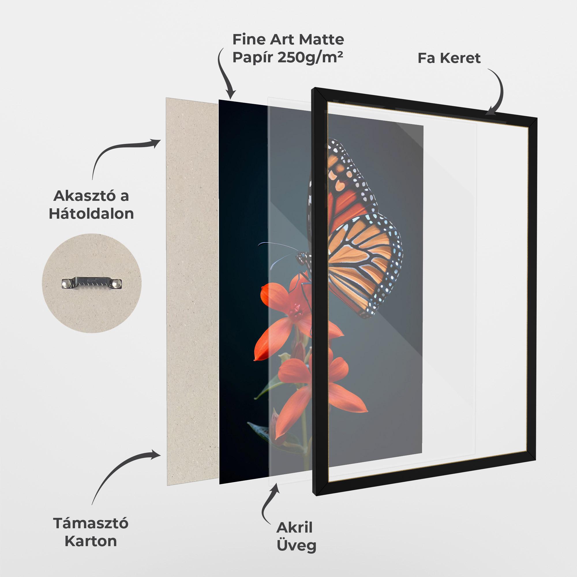 Keretezett Poszter Red Flower Butterfly mockup 1