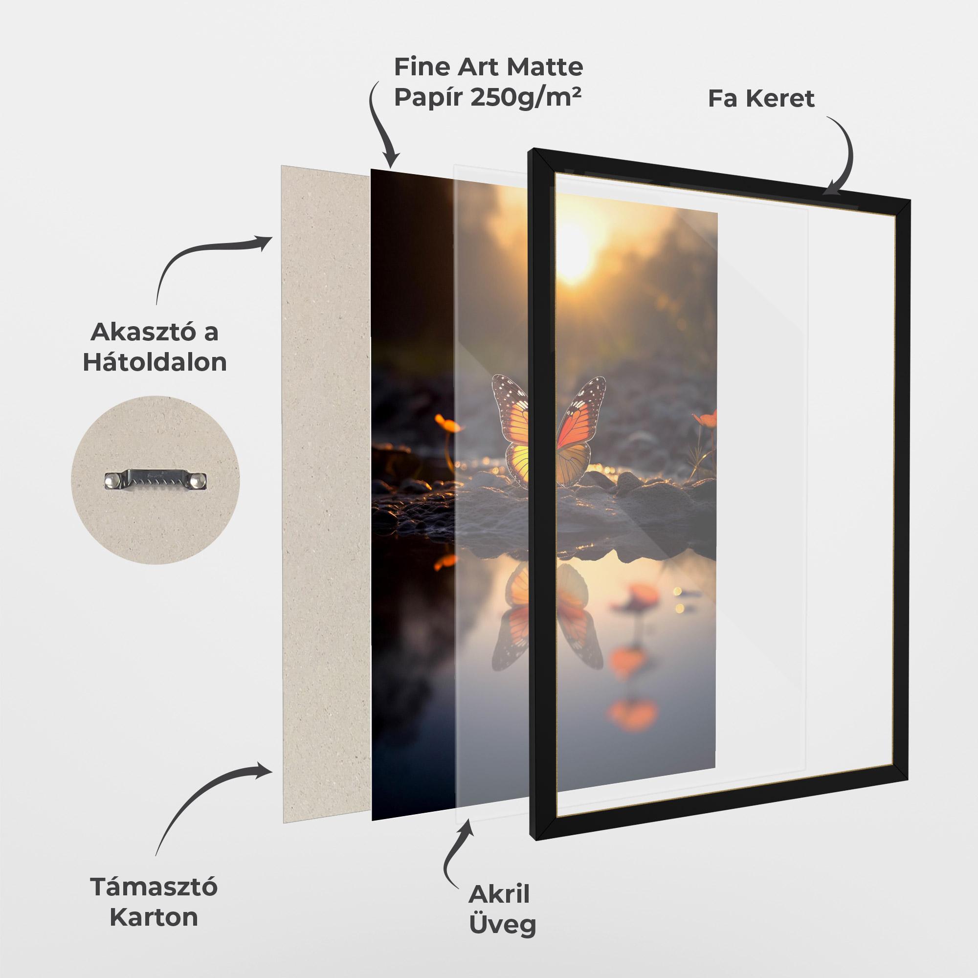 Keretezett Poszter Sun Water Butterfly mockup 1