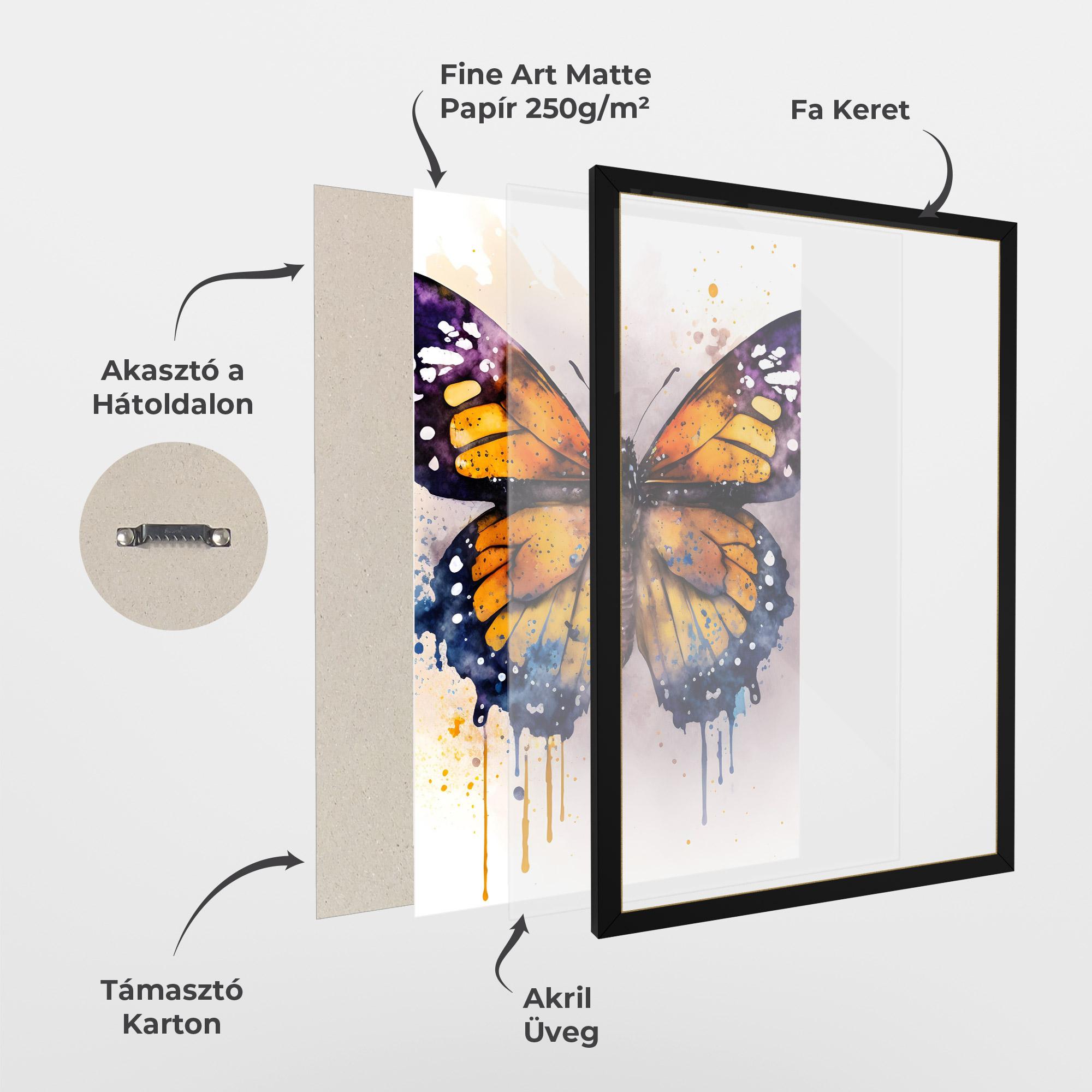 Keretezett Poszter Watercolor Butterfly mockup 1