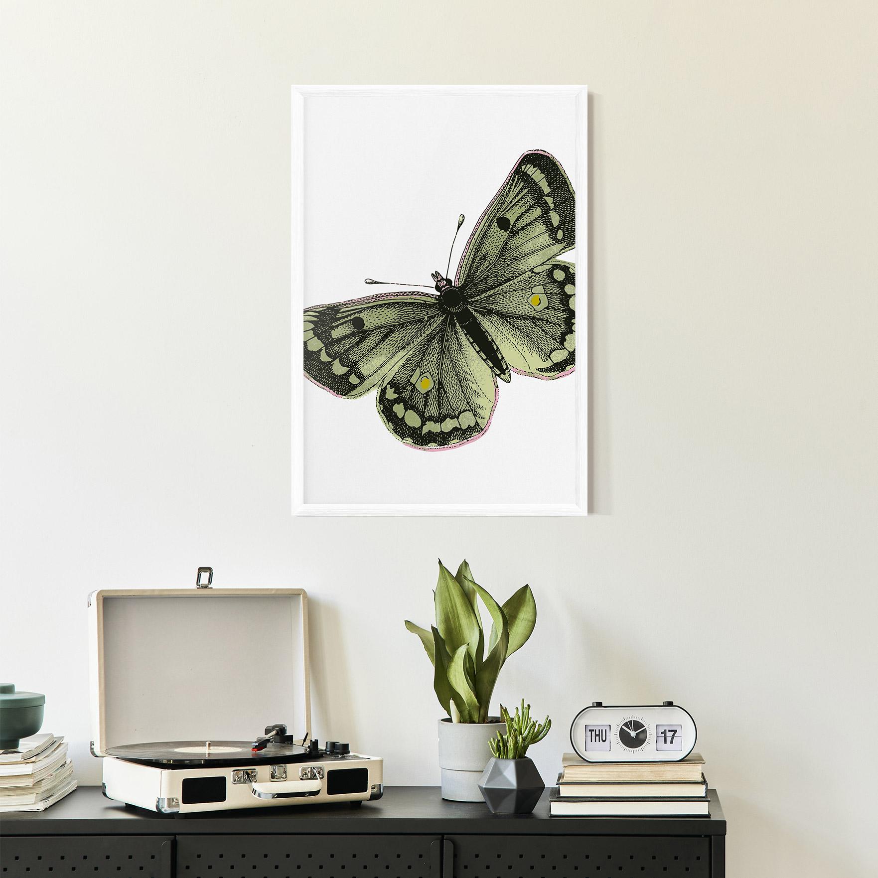Keretezett Poszter Grey Yellow Butterfly mockup 2