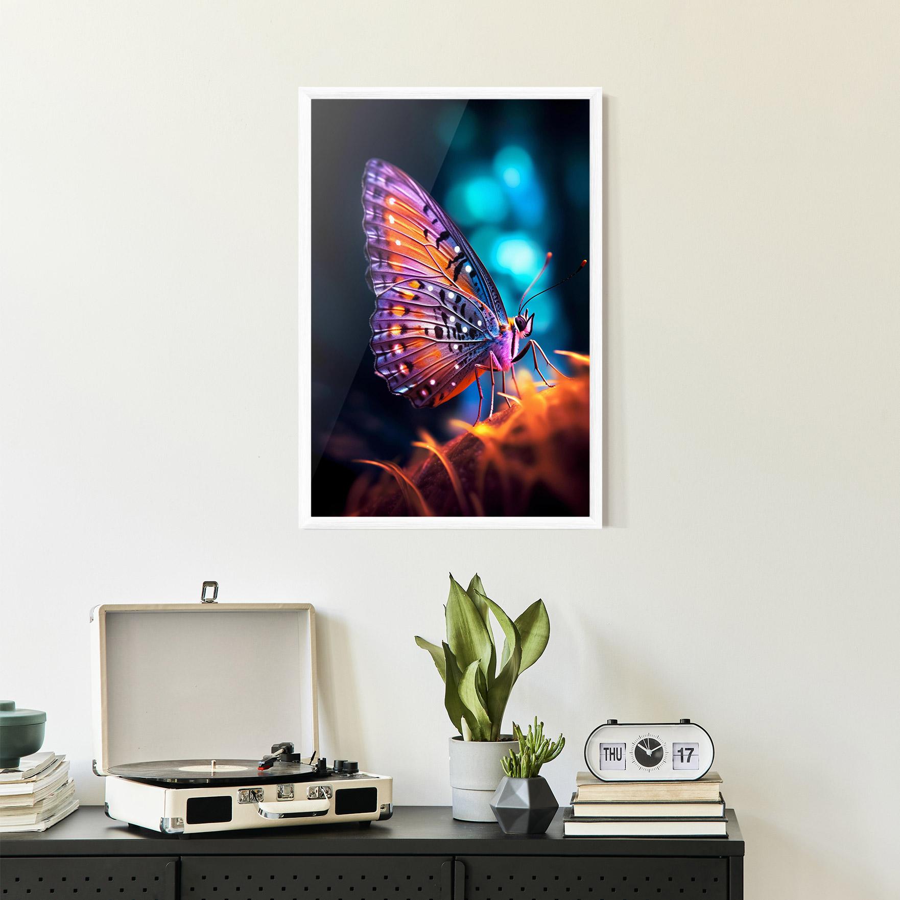 Keretezett Poszter Purple Orange Butterfly mockup 2