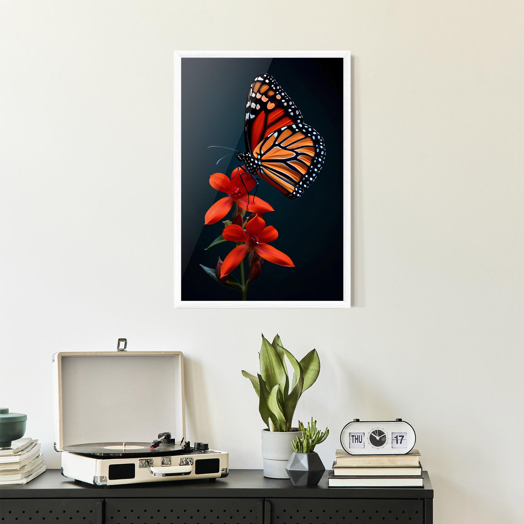 Keretezett Poszter Red Flower Butterfly mockup 2