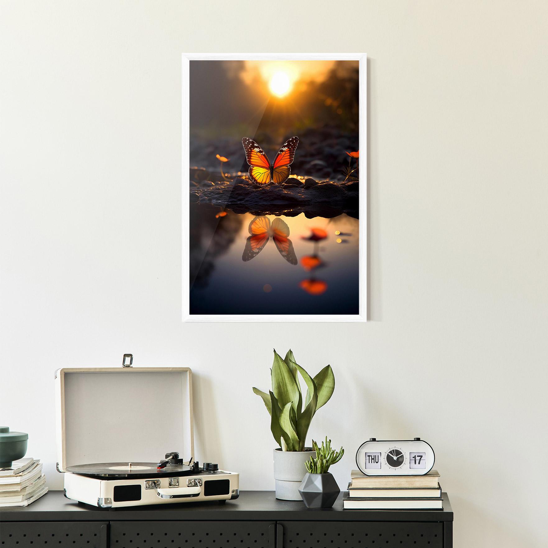 Keretezett Poszter Sun Water Butterfly mockup 2