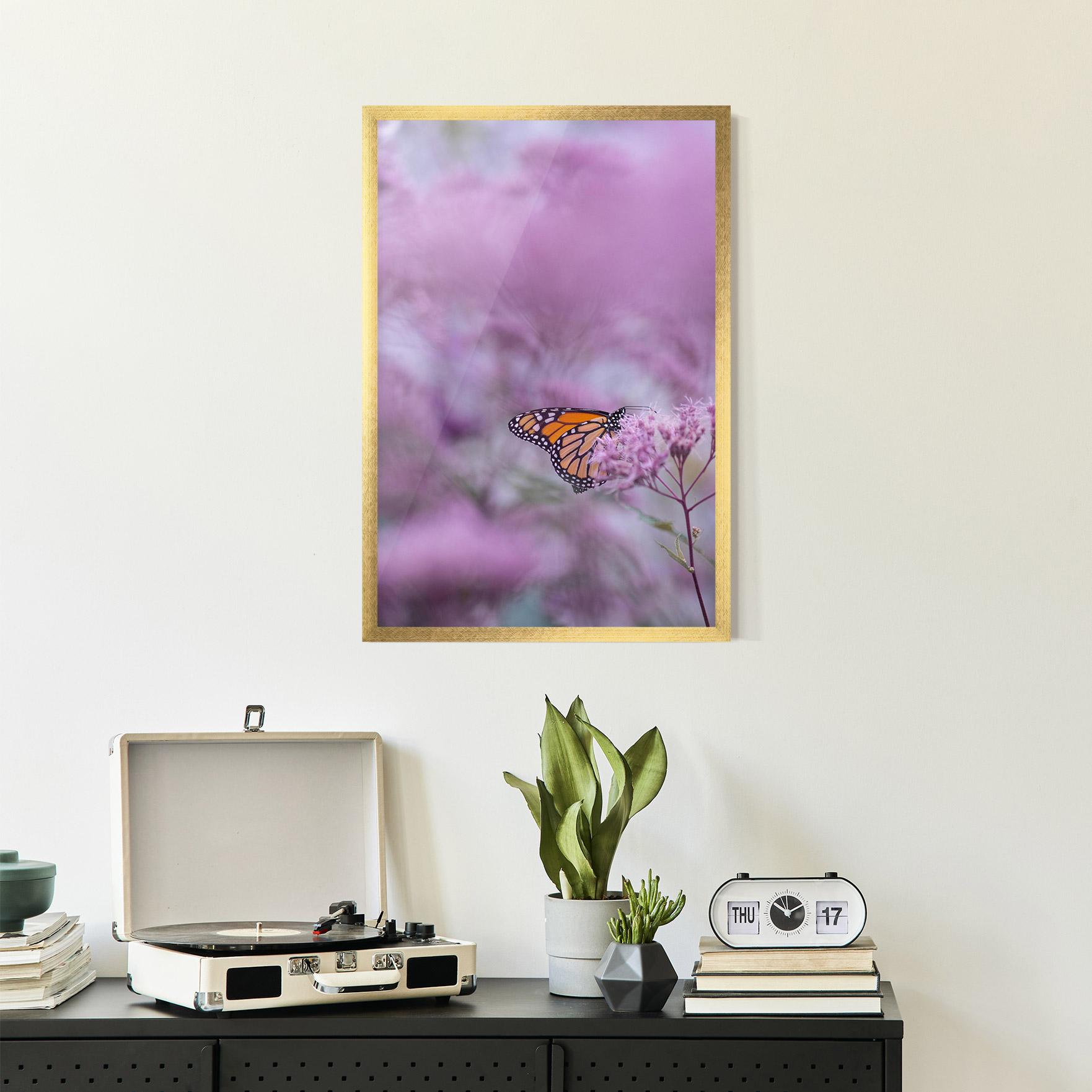 Keretezett Poszter Purple Flower Butterfly mockup 2