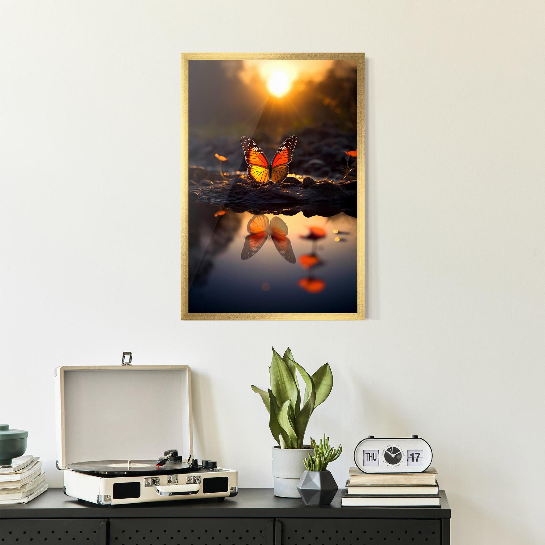 Keretezett Poszter Sun Water Butterfly mockup 2