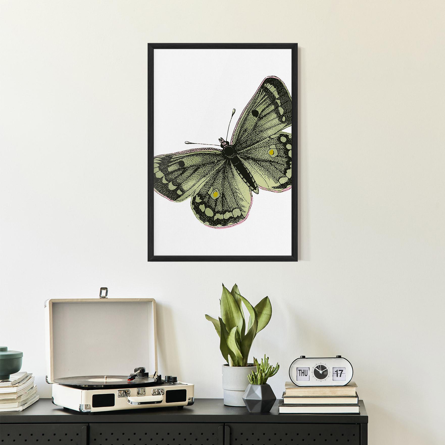 Keretezett Poszter Grey Yellow Butterfly mockup 2