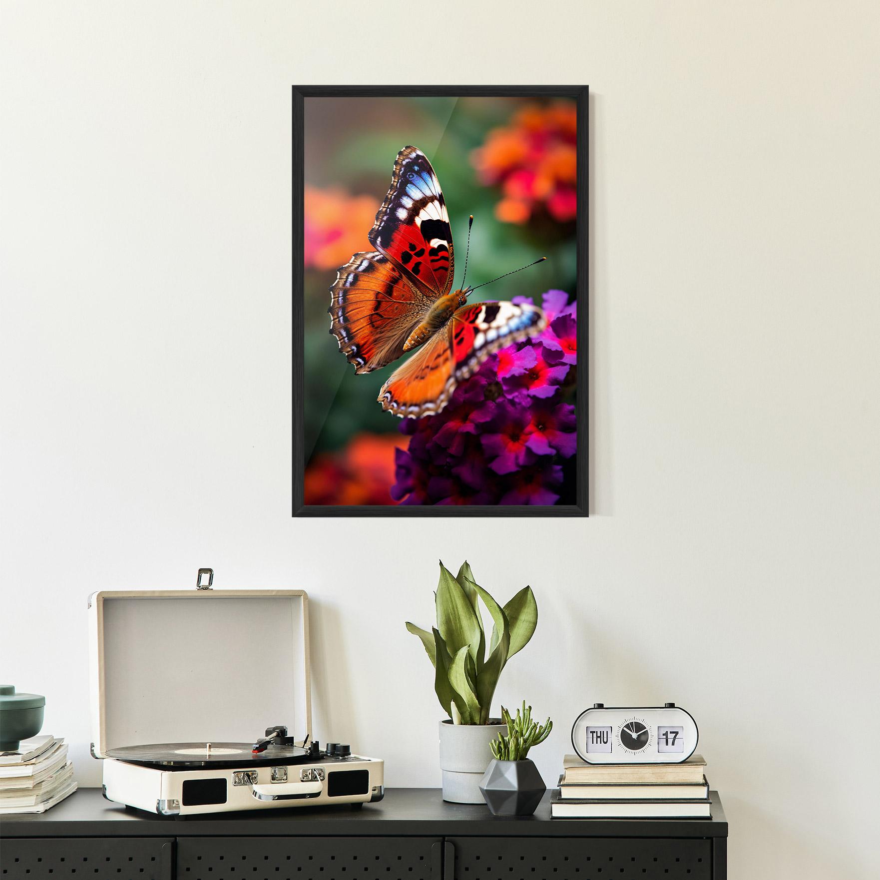 Keretezett Poszter Red Blue Butterfly mockup 2