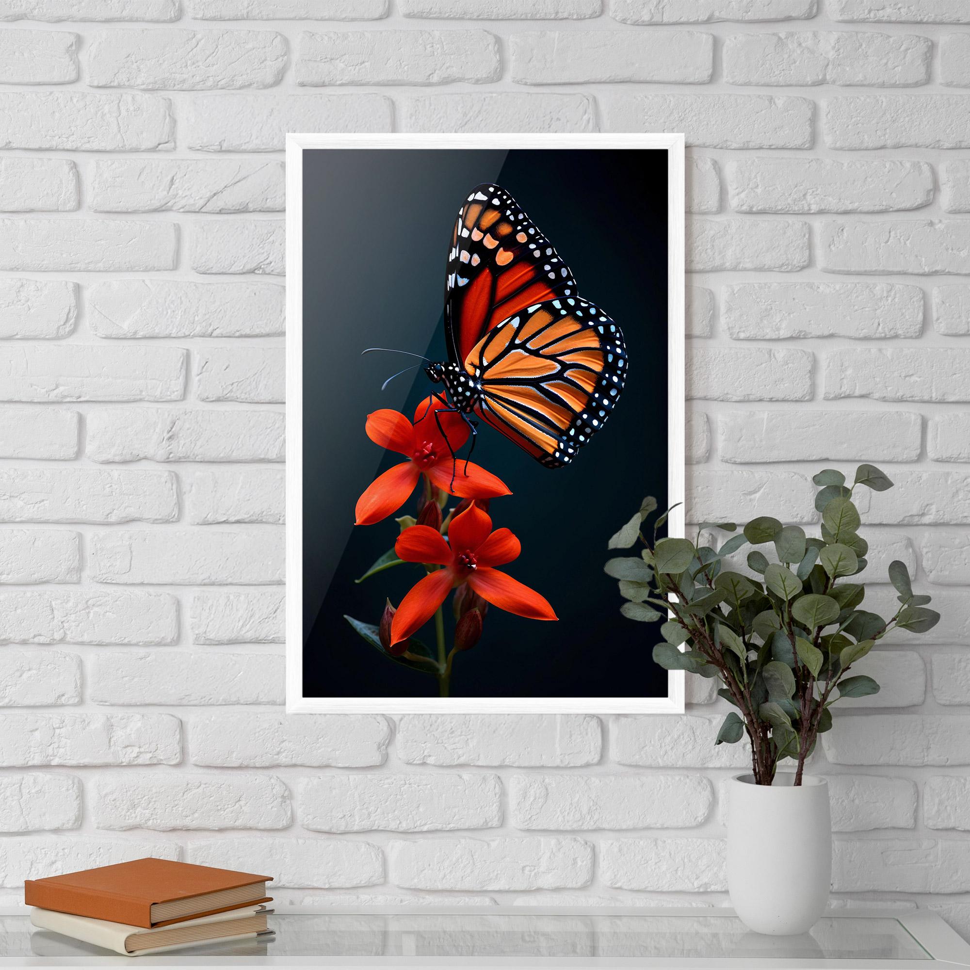 Keretezett Poszter Red Flower Butterfly mockup 5