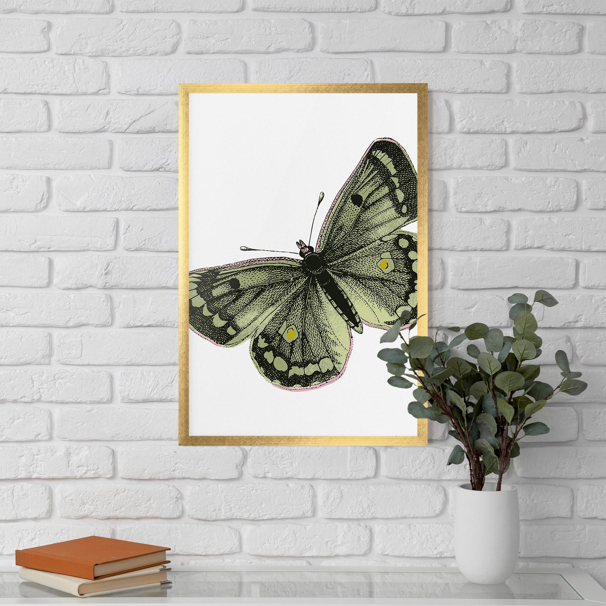 Keretezett Poszter Grey Yellow Butterfly mockup 5