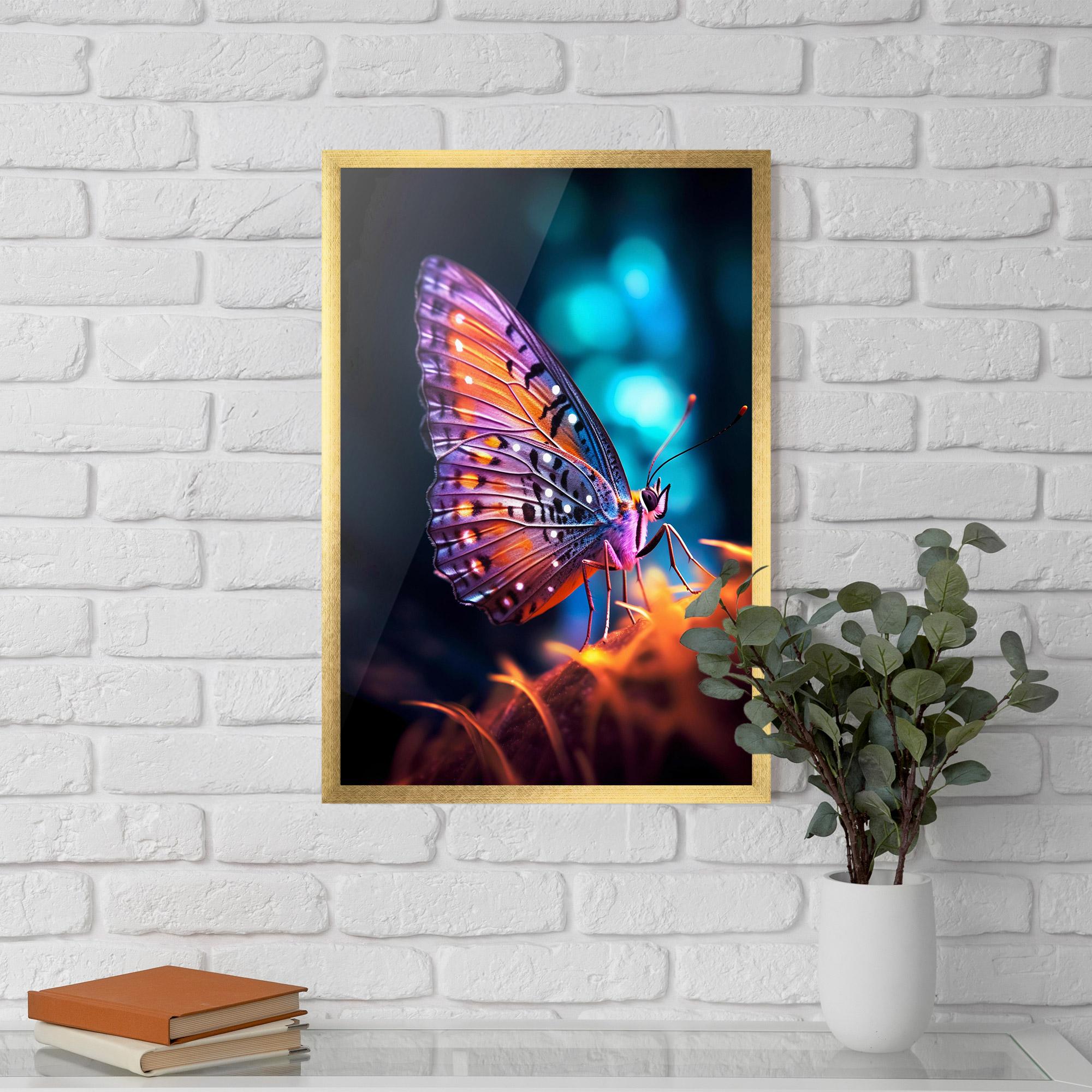 Keretezett Poszter Purple Orange Butterfly mockup 5