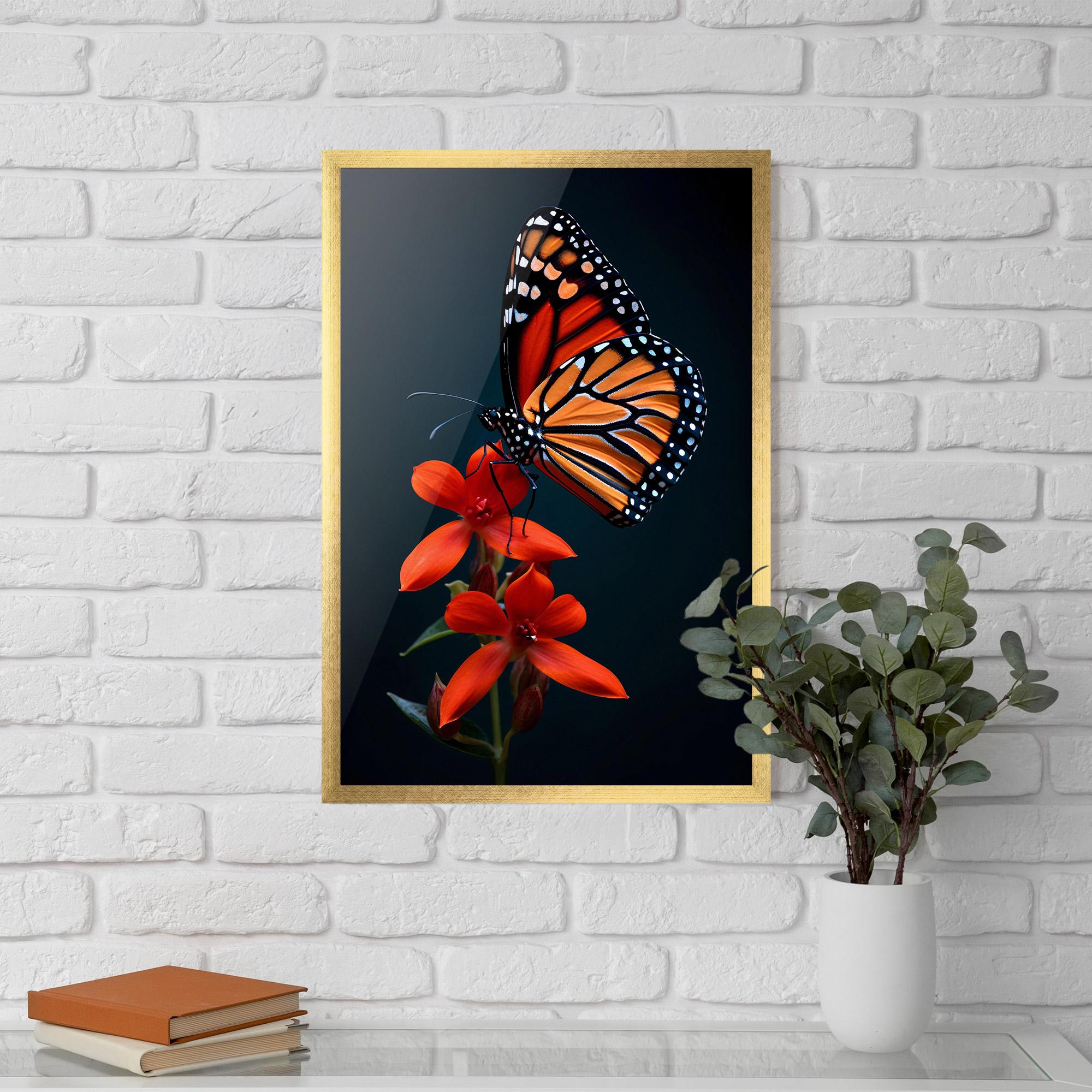 Keretezett Poszter Red Flower Butterfly mockup 5