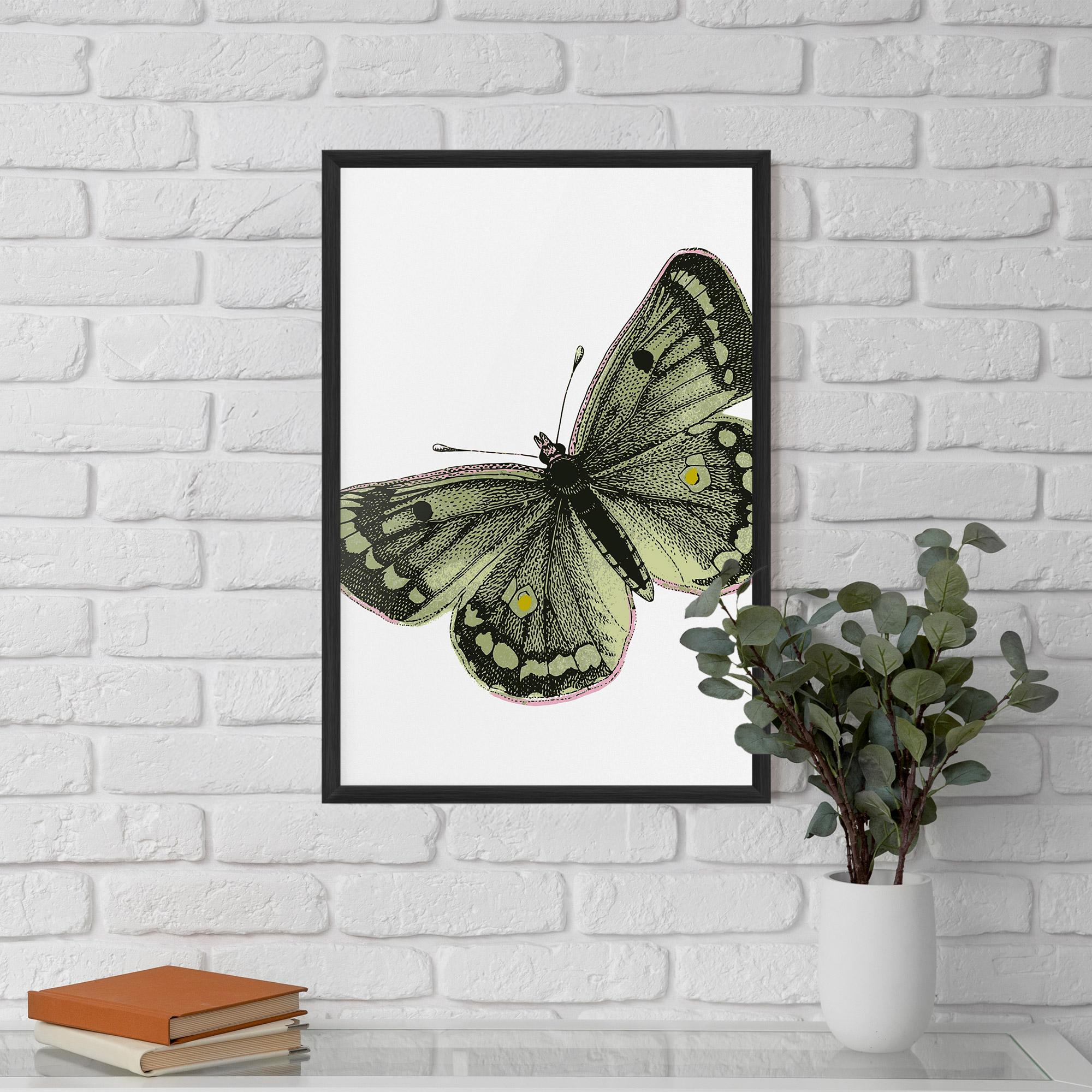 Keretezett Poszter Grey Yellow Butterfly mockup 5