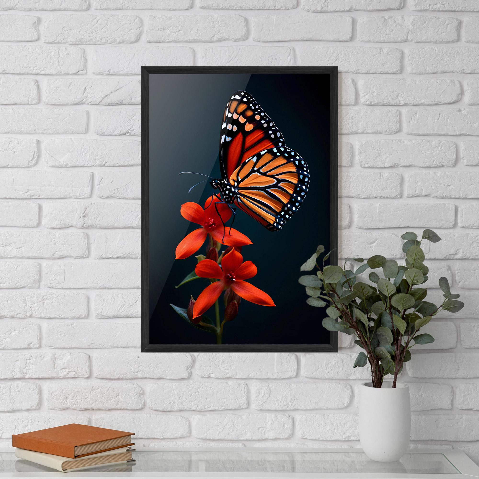 Keretezett Poszter Red Flower Butterfly mockup 5