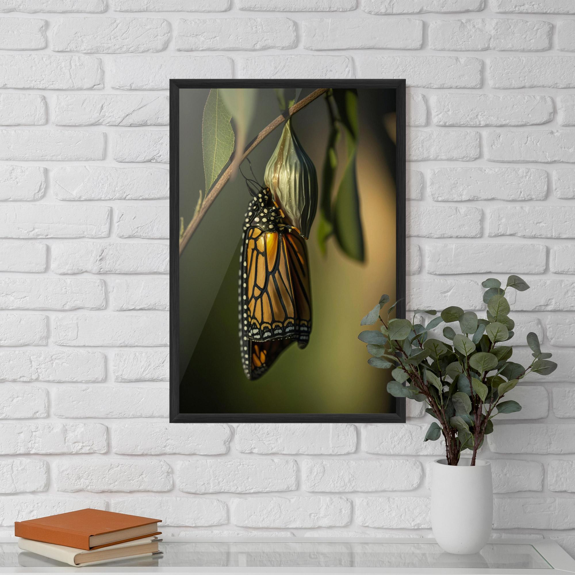 Keretezett Poszter Yellow Black Butterfly mockup 5