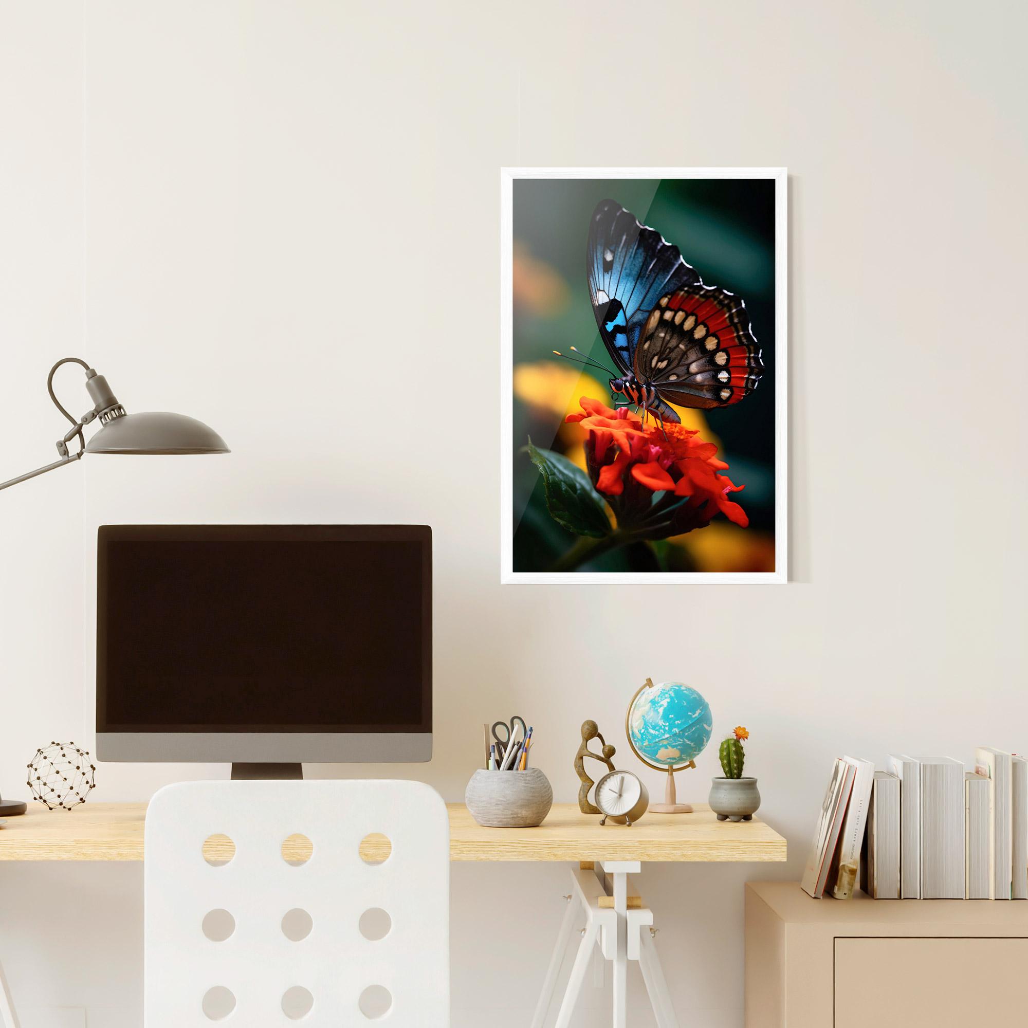 Keretezett Poszter Blue Red Butterfly mockup 6