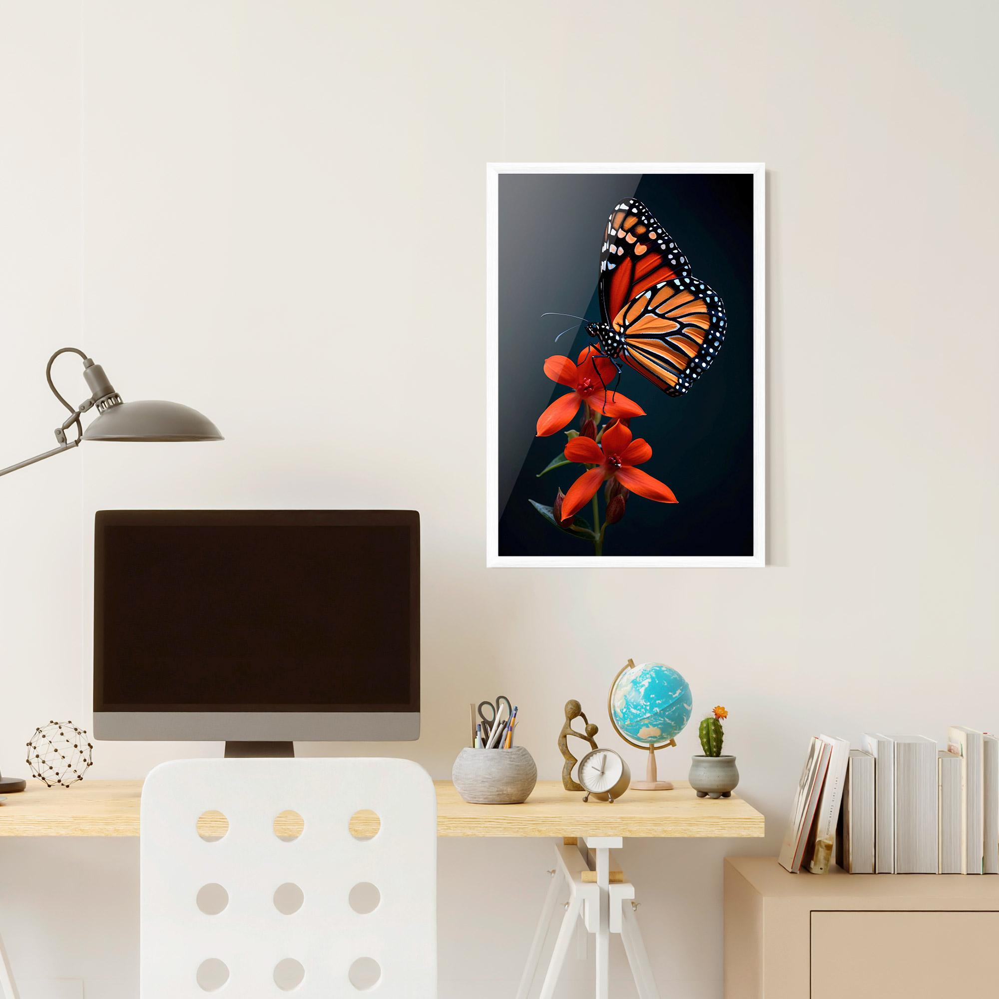 Keretezett Poszter Red Flower Butterfly mockup 6