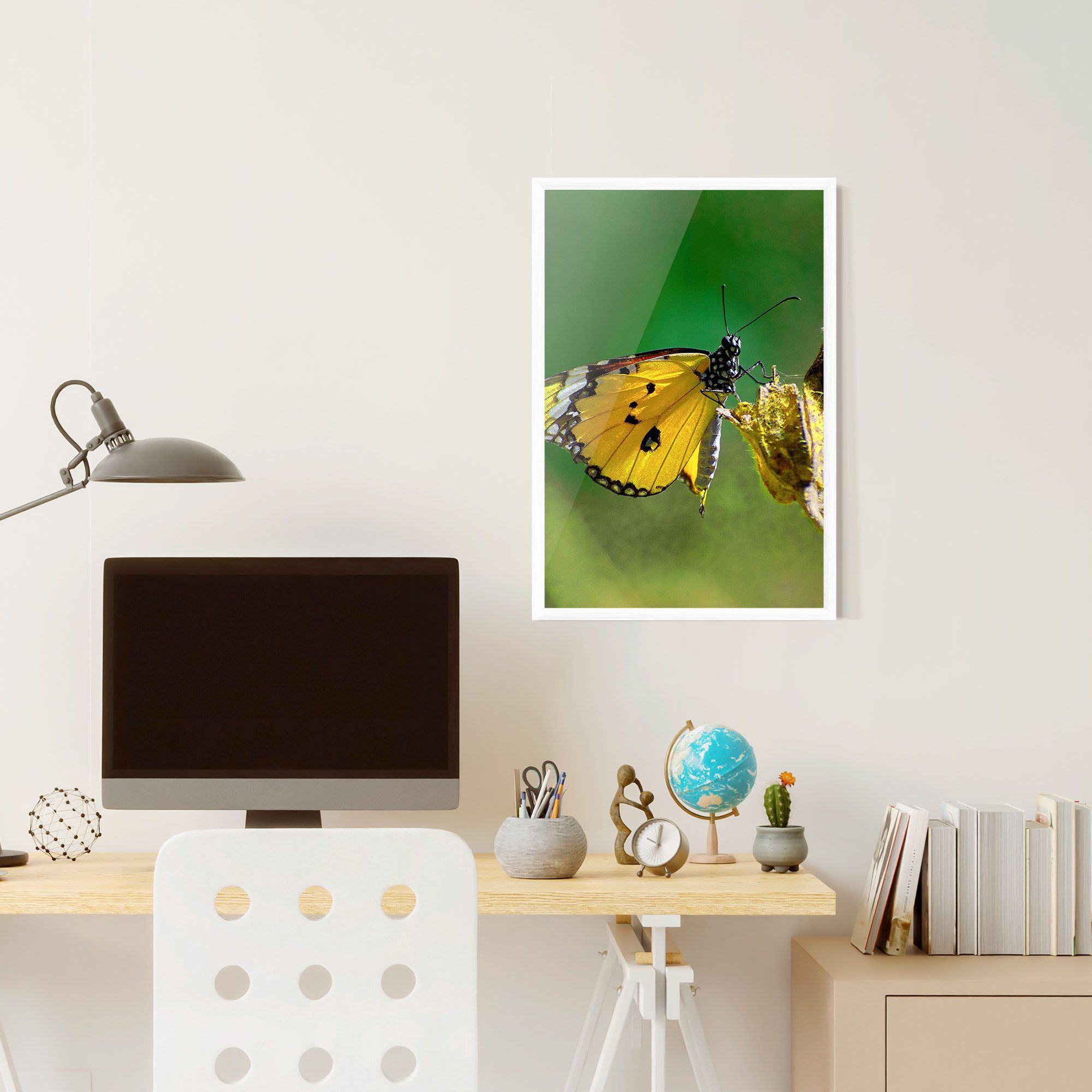 Yellow White Butterfly mockup 6