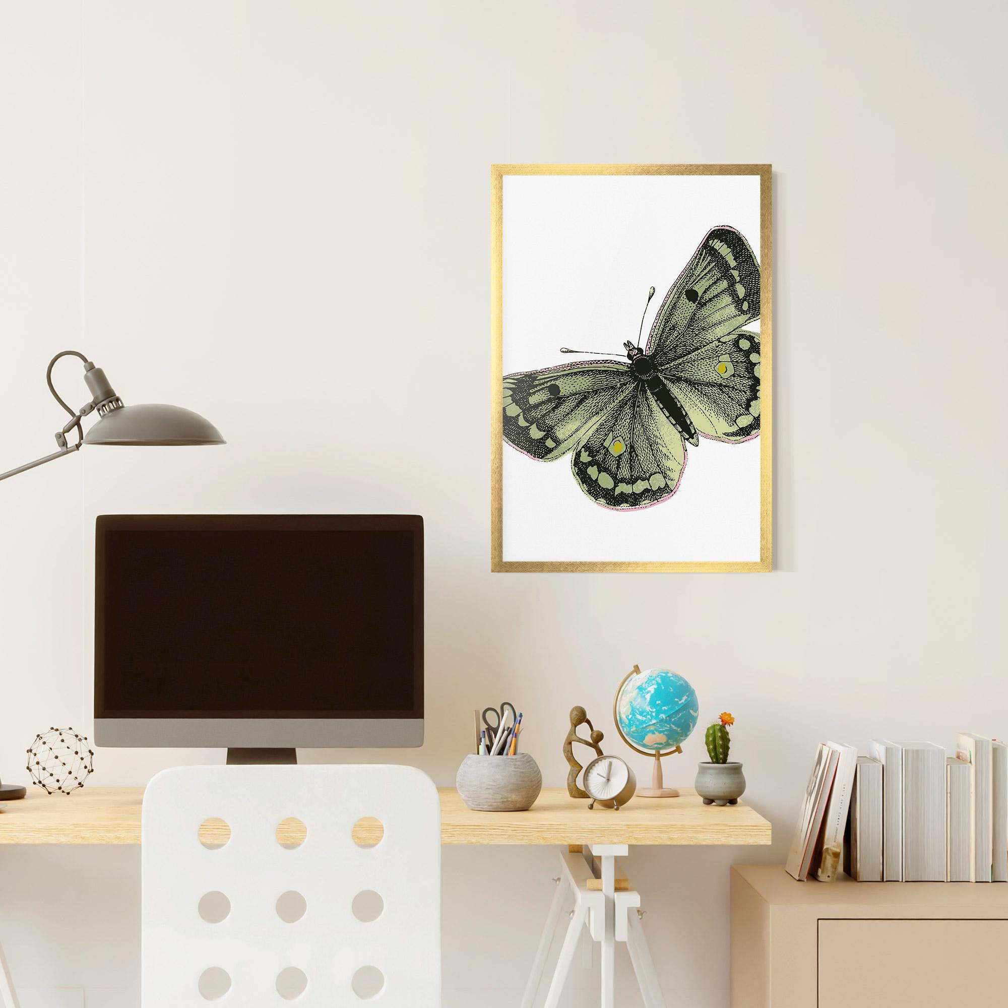 Keretezett Poszter Grey Yellow Butterfly mockup 6