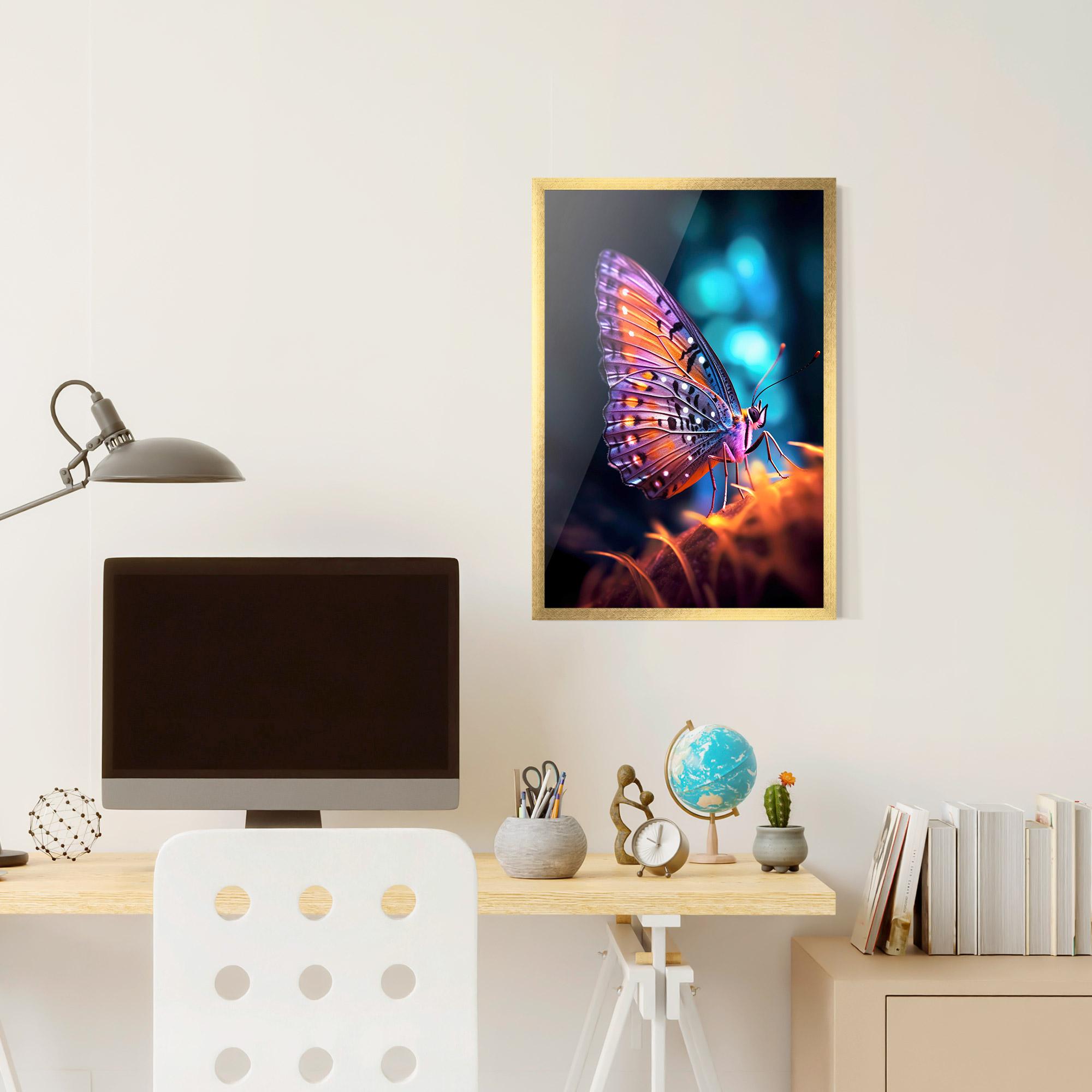 Keretezett Poszter Purple Orange Butterfly mockup 6